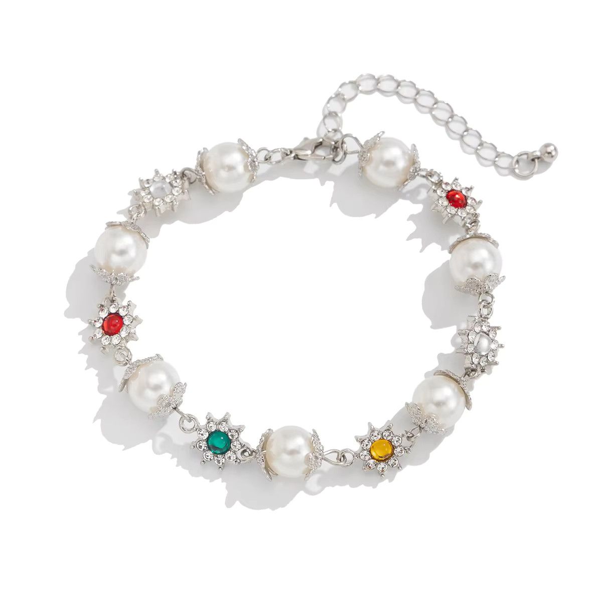 Jewelry Creative Shining Inlaid Rhinestones Pearl Bracelet Size ONE SIZE - 5 Thumbnail