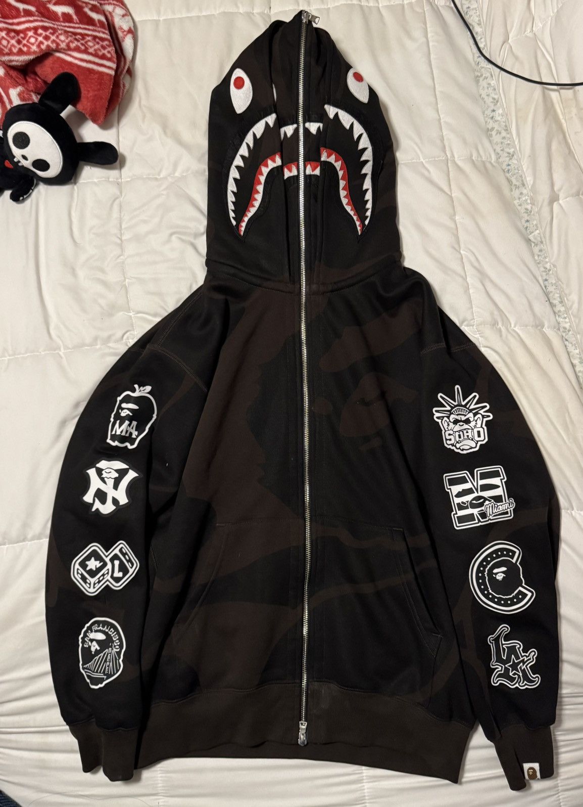 Bape US *LIMITEDEDITION* CAMO DOUBLE SHARK FULL ZIP HOODIE MENS Size US M / EU 48-50 / 2 - 1 Thumbnail
