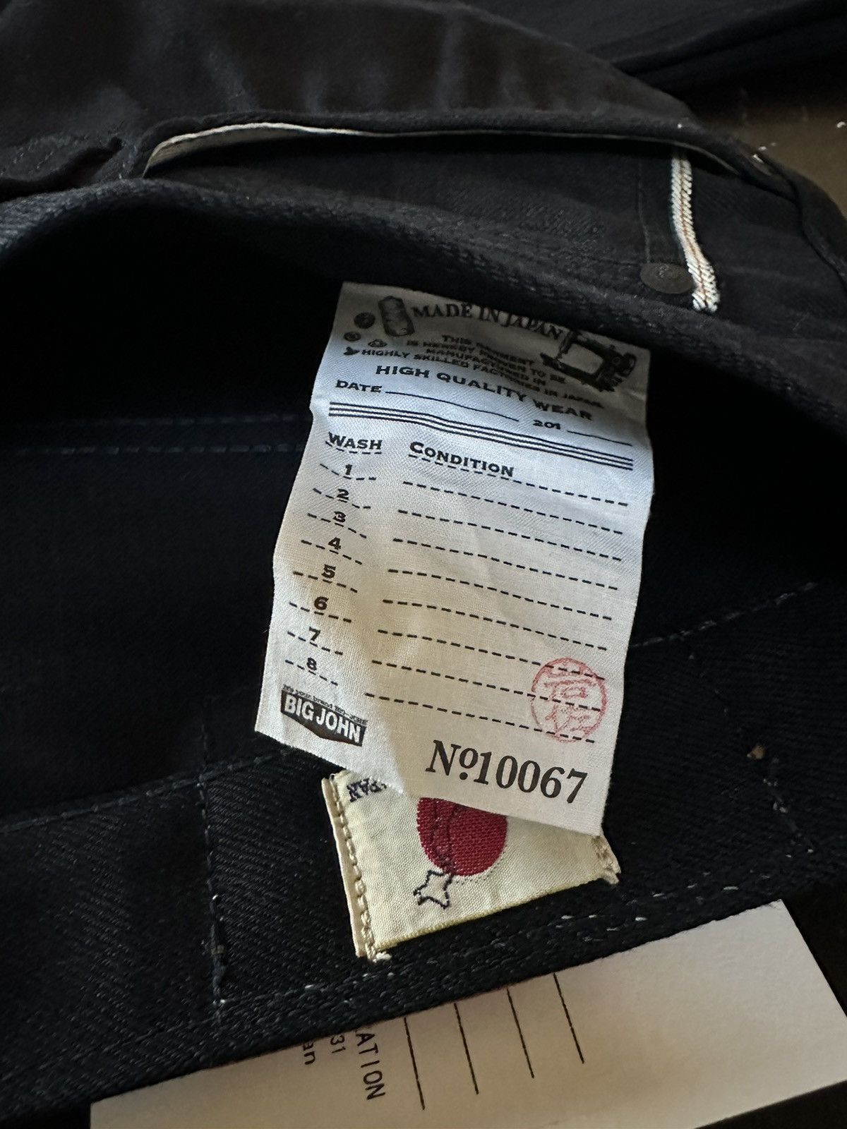 Big John × Japanese Brand Big John M106 Slim Tapered Leg Black Sulfur-Dyed Selvedge Size US 31 - 10 Thumbnail