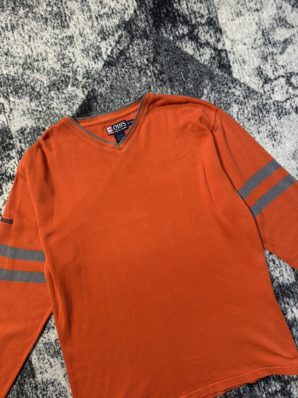 Chaps × Chaps Ralph Lauren × Vintage Vintage Chaps Ralph Lauren Sweatshirt Orange V-Neck Sweater Size US XL / EU 56 / 4 - 2 Thumbnail