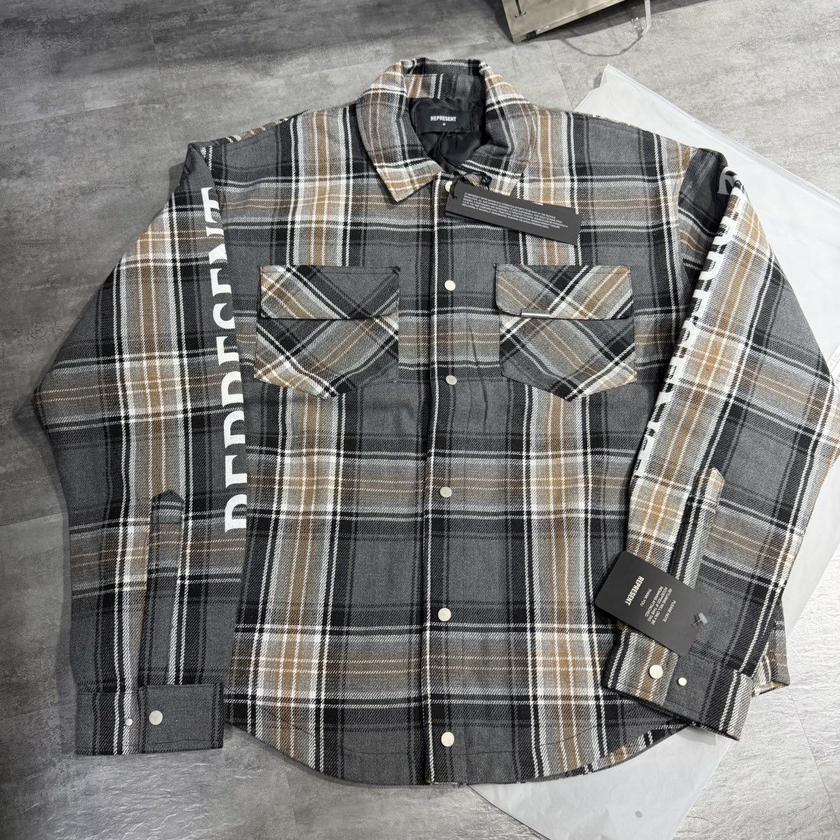 Represent Clo. Represent Quilted Flannel Shirt Grey Check Size US M / EU 48-50 / 2 - 1 Thumbnail