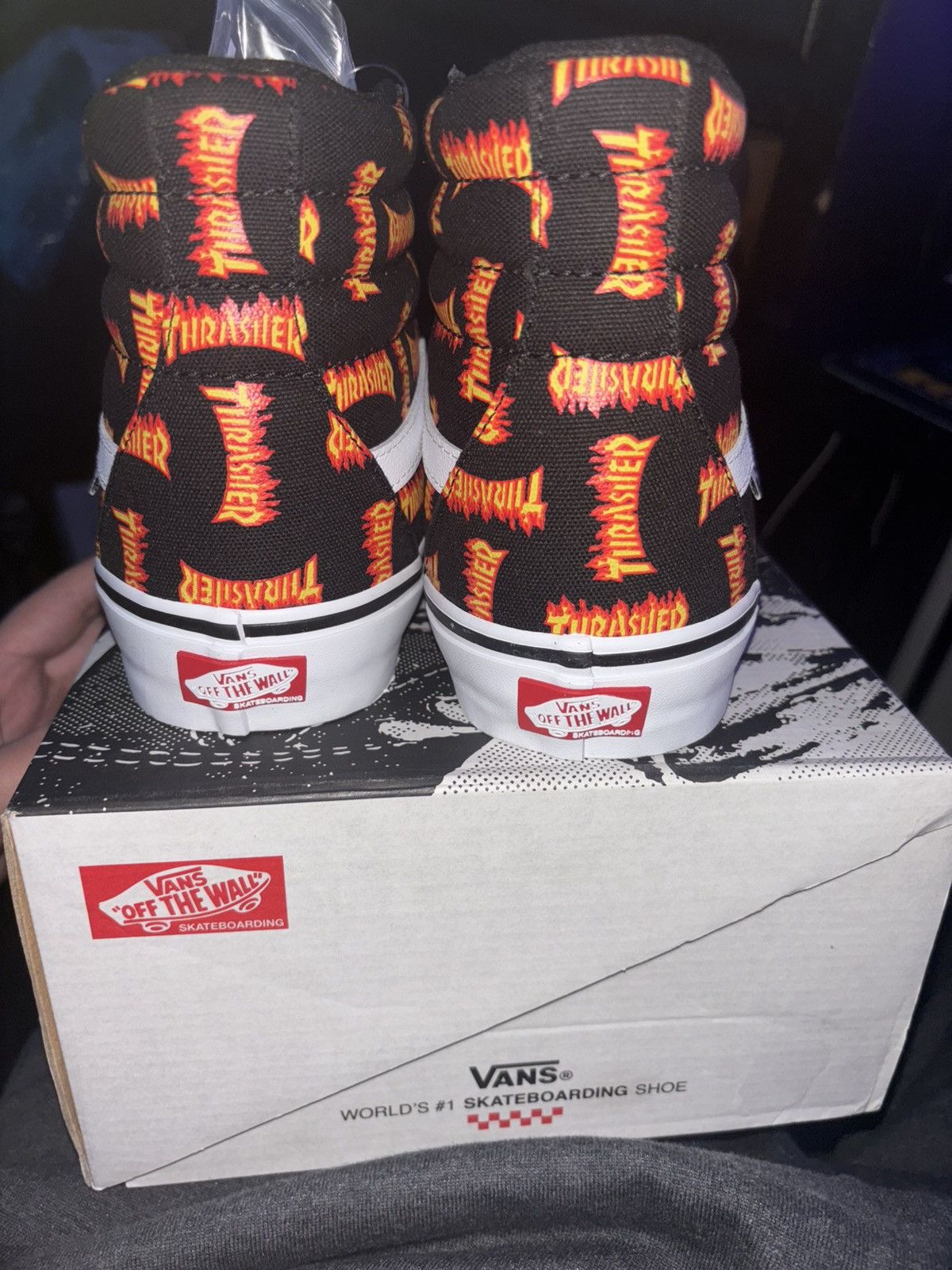 Vans Vans Sk8-Hi “Thrasher Allover Logo” Size US 12 / EU 45 - 3 Thumbnail
