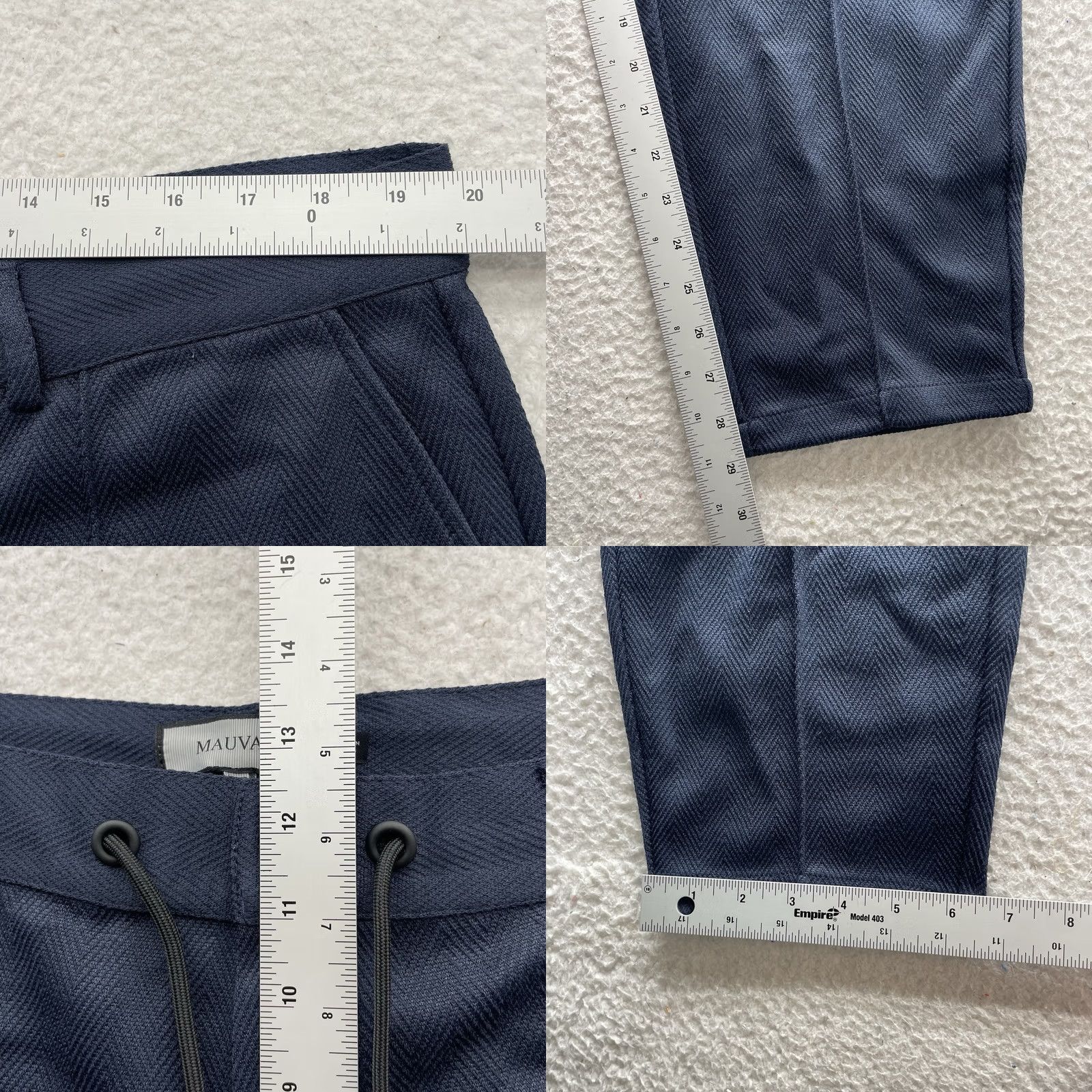 Vintage Mauvais Pants Mens 40x29 Navy Blue Herringbone Cotton Blend Trousers Resort Size US 40 / EU 56 - 8 Thumbnail