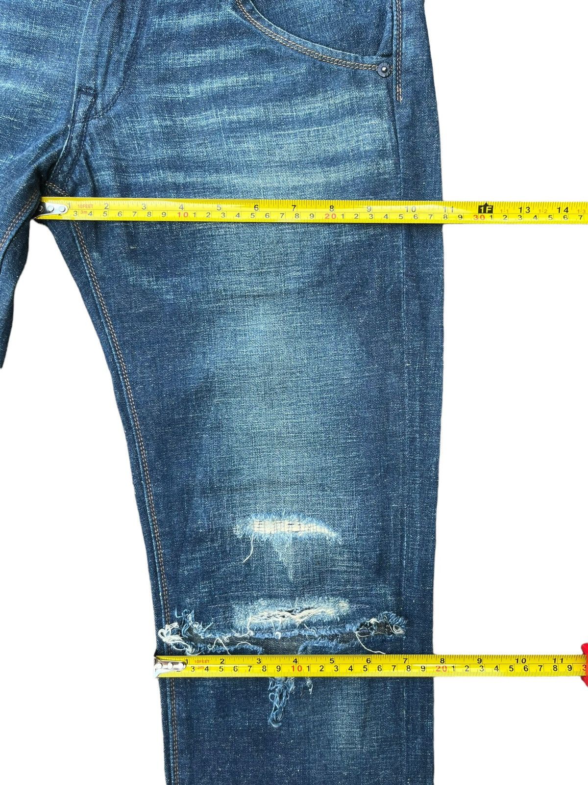 Levi's × Vintage Vintage Levi’s 511 Trashed Sashiko Style Blue Washed Jeans Size US 28 / EU 44 - 13 Thumbnail