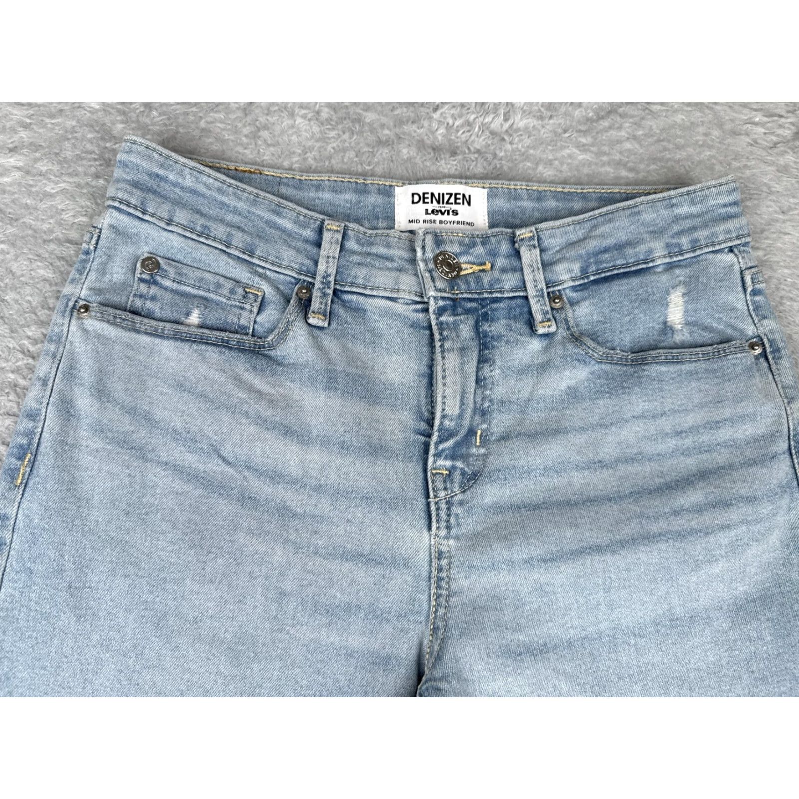 Denizen DENIZEN Levi's Jeans Womens 4 W27 Light Wash Mid Rise Boyfriend Distressed Denim Jeans 5-Pocket Stretch Cuffed Relaxed Modern Daywear Womens Size 27" / US 4 / IT 40 - 4 Thumbnail