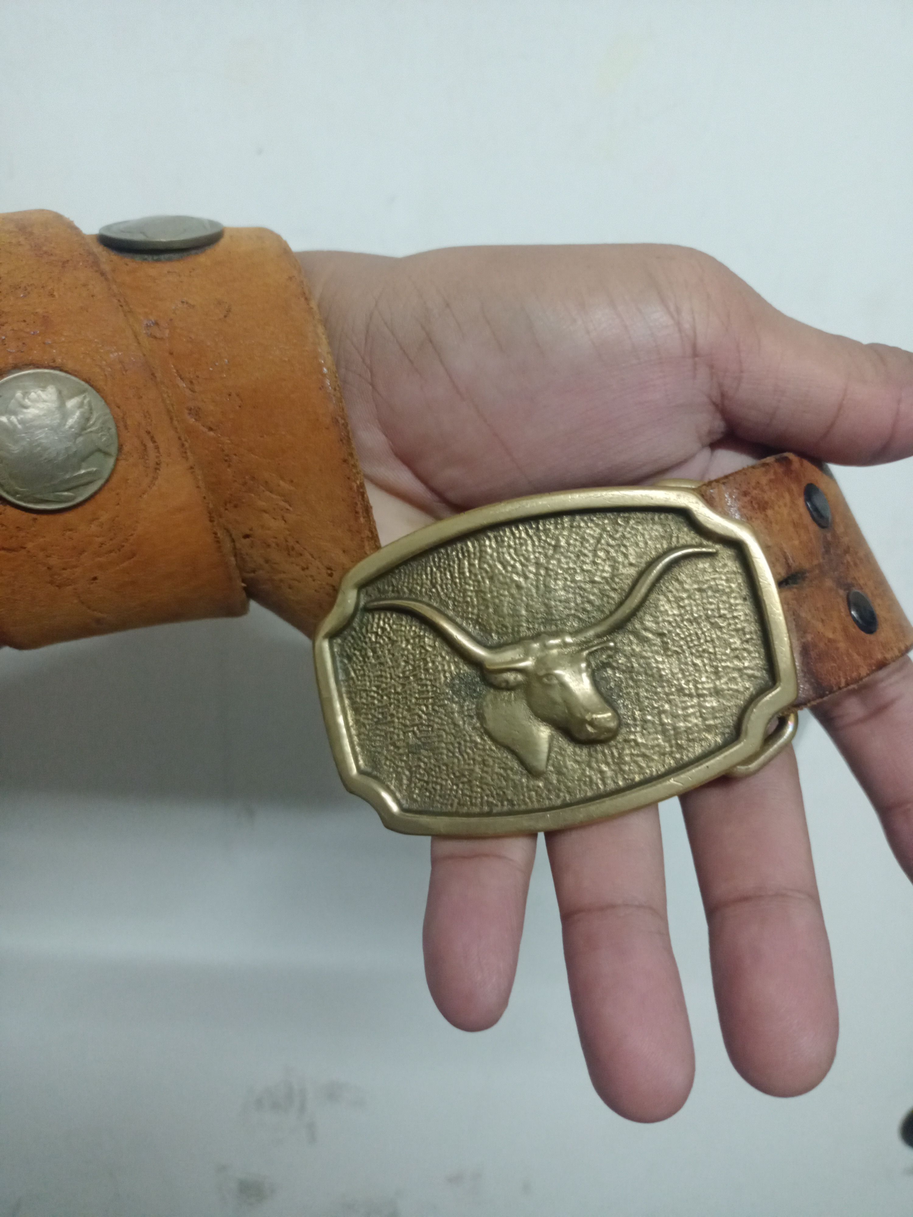 If Six Was Nine × KMRii Vintage 1976 BTS Solid Brass Leather Belt Size ONE SIZE - 2 Thumbnail
