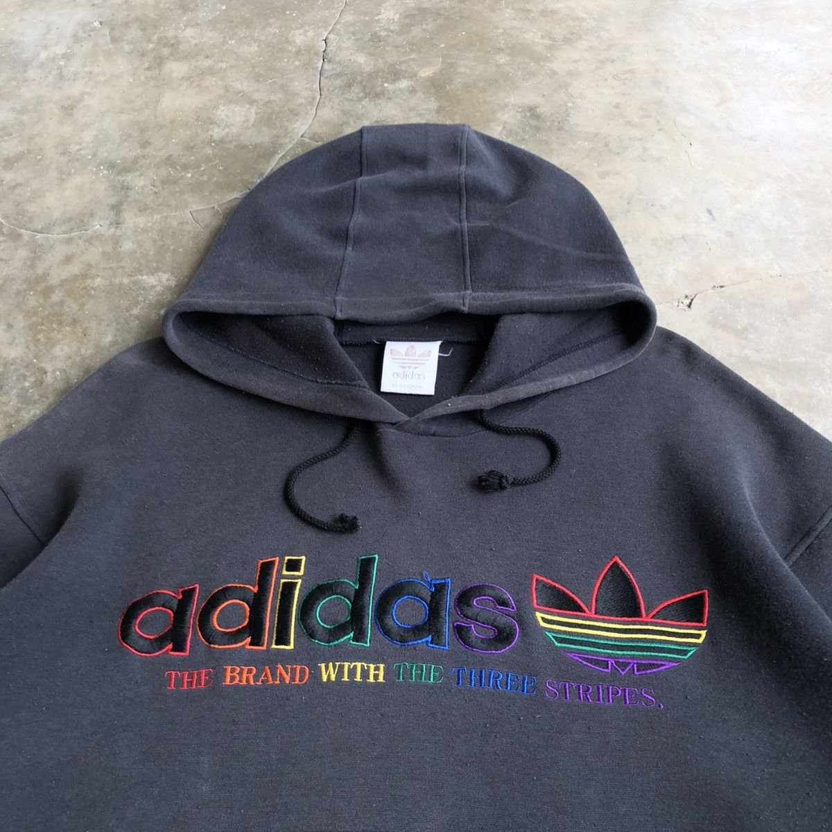 Adidas ❤️💛💚1990s Vintage Adidas Descente Reggae Hoodie Black Size US L / EU 52-54 / 3 - 4 Thumbnail