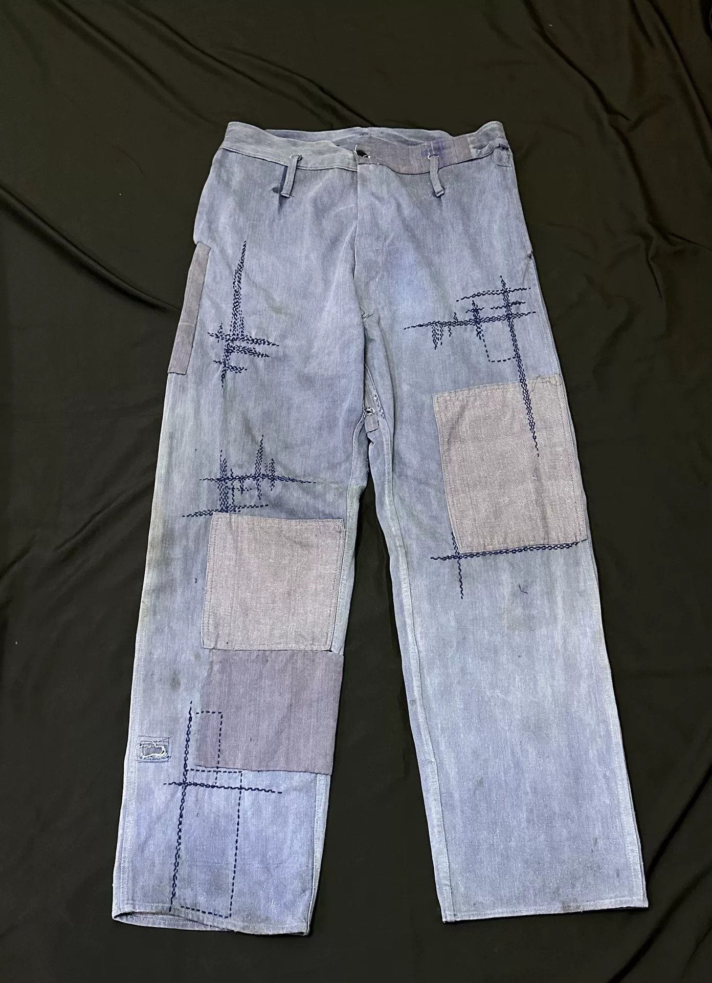 Vintage Vintage French Workwear Patch Jeans Size US 30 / EU 46 - 1 Thumbnail