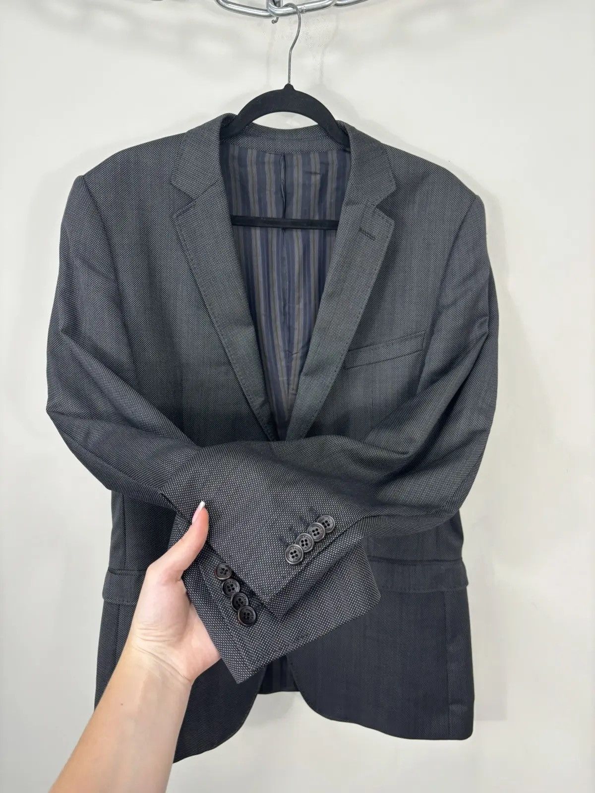 Dolce & Gabbana × Vintage Vintage Dolce & Gabbana Birdseye Pattern Wool Blazer Jacket Size 42R - 7 Thumbnail