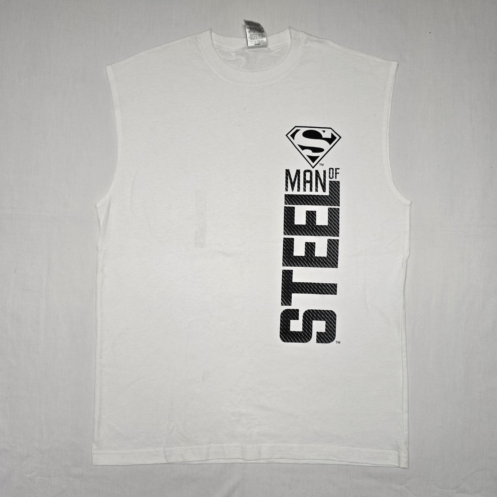Warner Bros Vintage Superman Sleeveles Shirt M Man Of Steel White Tee Size US M / EU 48-50 / 2 - 1 Thumbnail