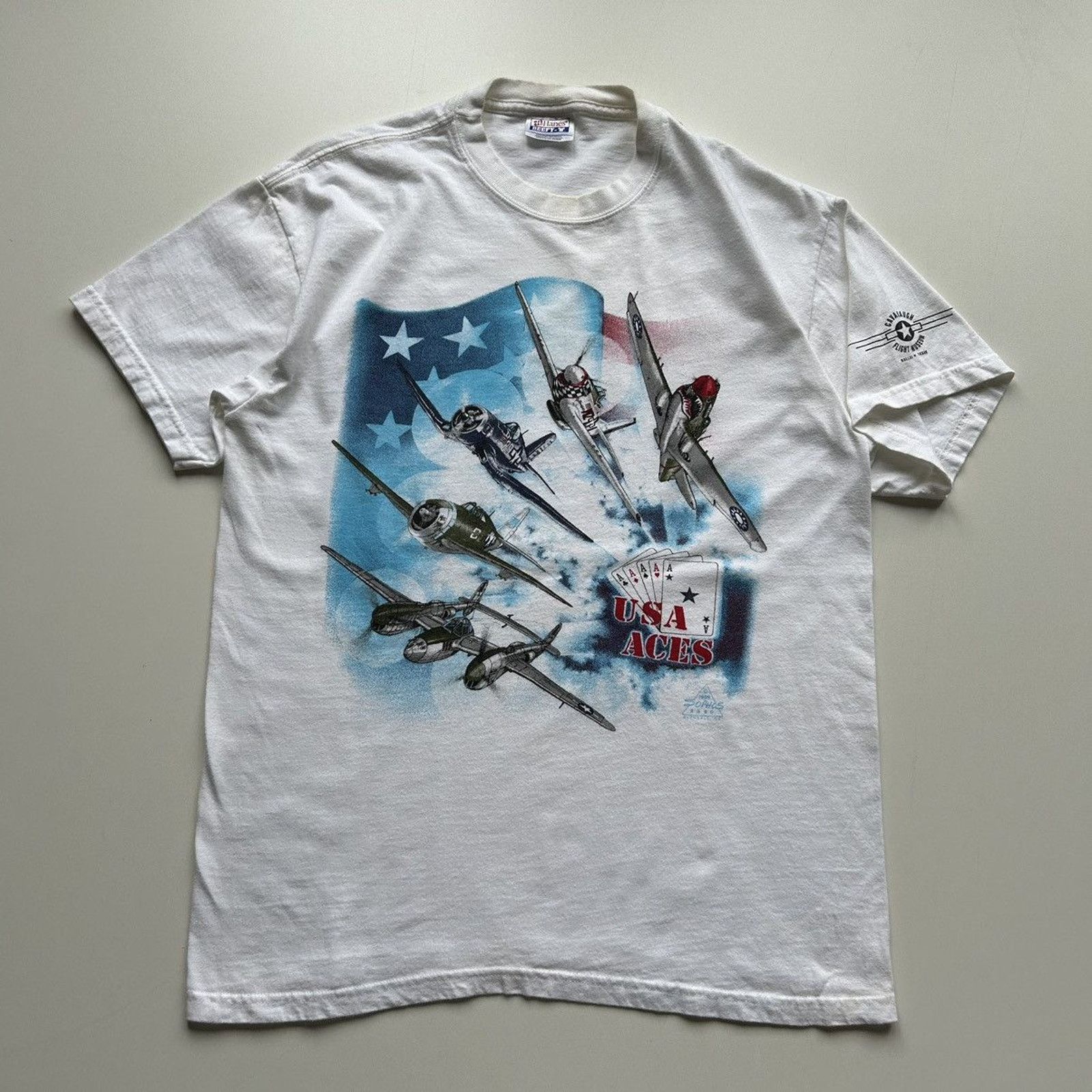Hanes Vintage 90s USA Aces Air Force Airplane Art T Shirt Medium Size US M / EU 48-50 / 2 - 1 Thumbnail