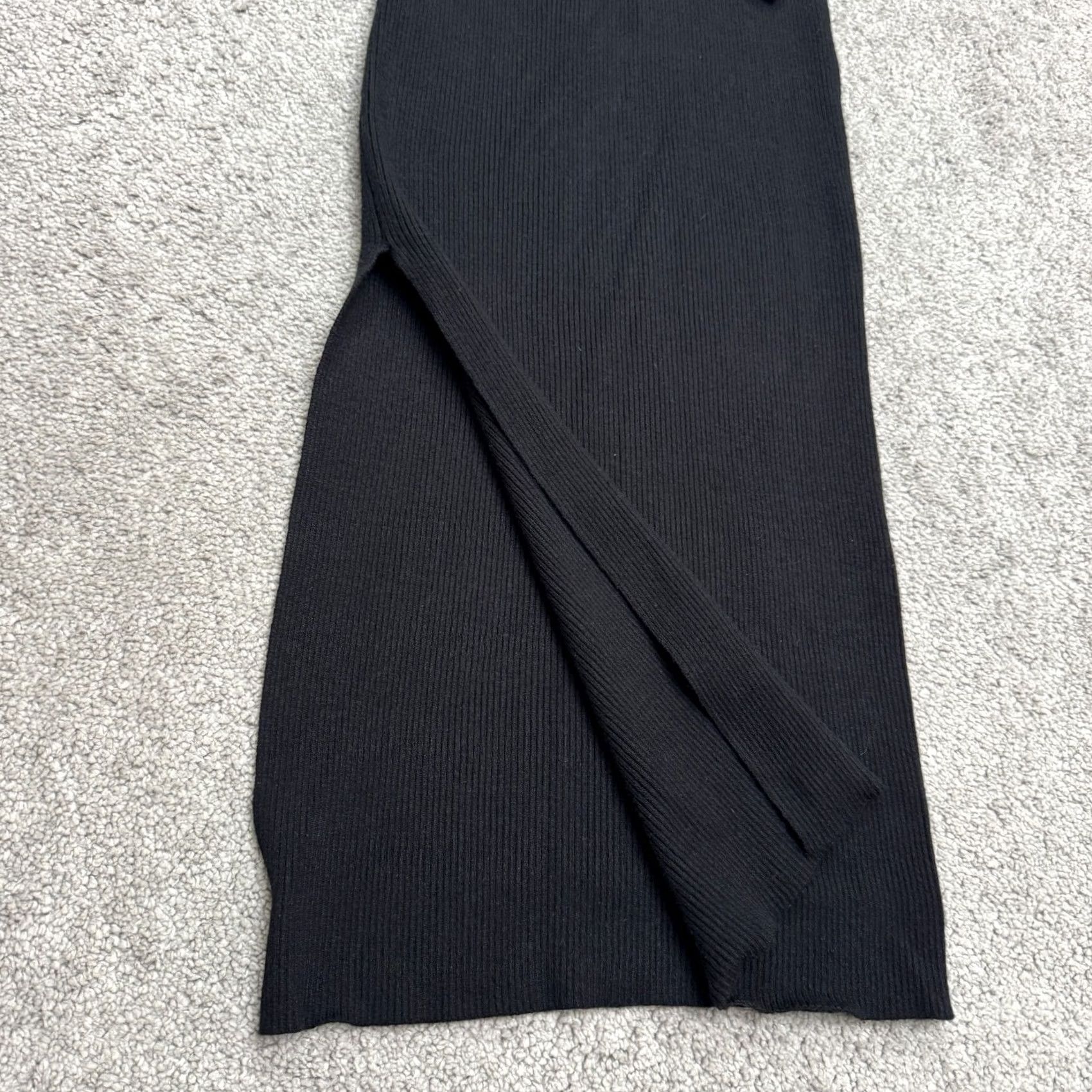 Vintage More To Come Ribbed Knit Cut-Out Midi Bodycon Dress Womens Medium Black Stretch Size M / US 6-8 / IT 42-44 - 4 Thumbnail