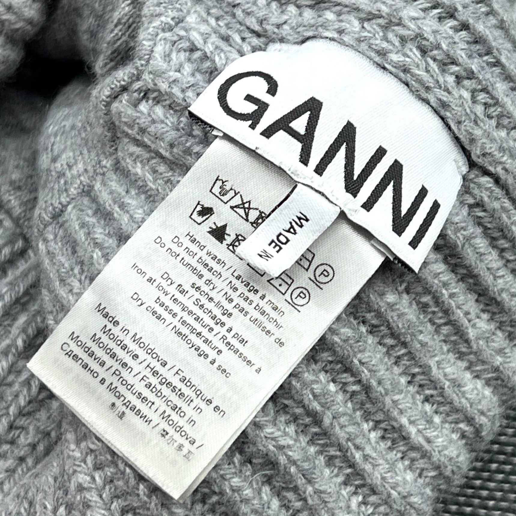 Ganni GANNI Womens Beanie One Size Wool Blend Gray Knitted Cuffed Size ONE SIZE - 4 Thumbnail