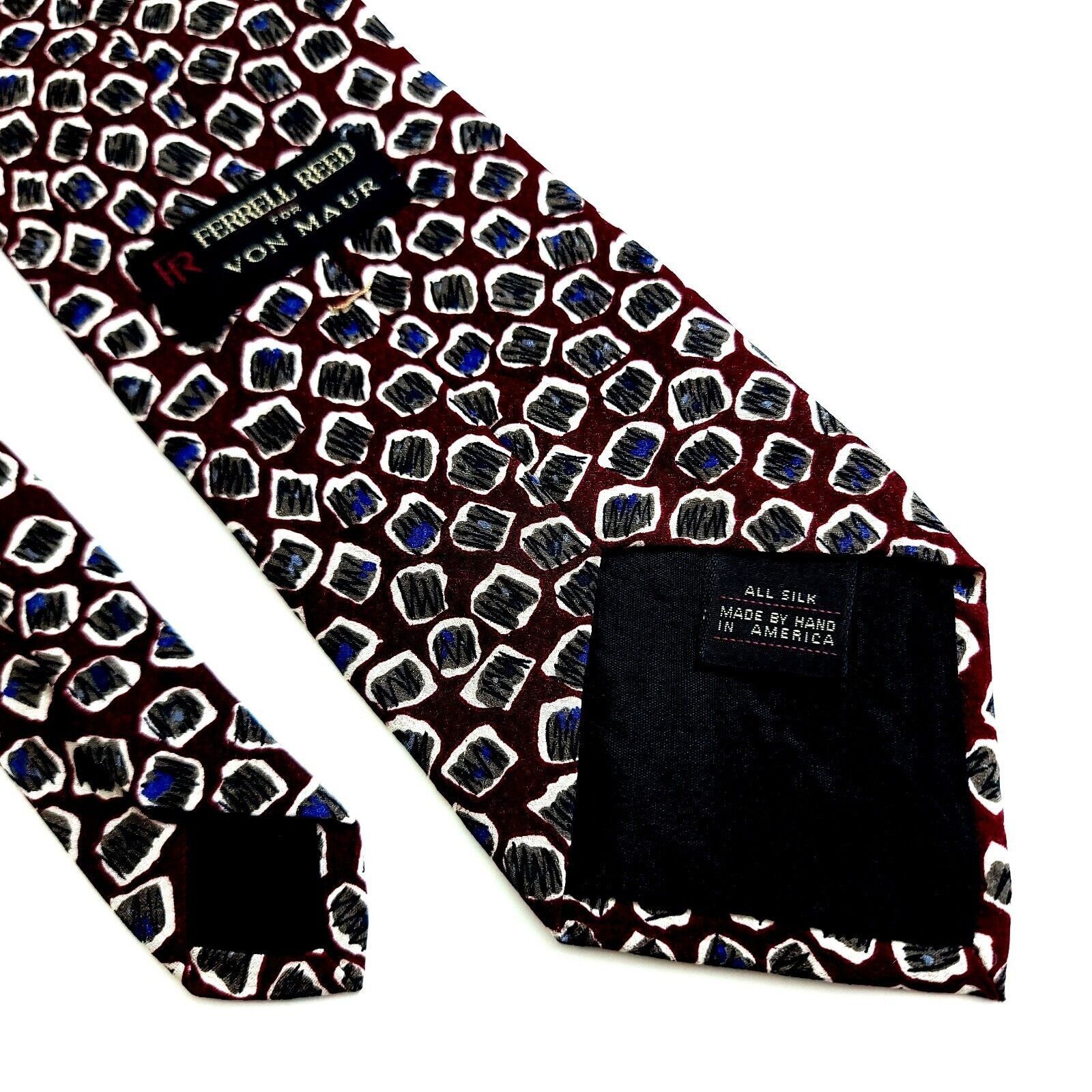 Designer Ferrell Reed Von Maur Print Maroon Red Gray Blue Abstract Si Size ONE SIZE - 5 Thumbnail