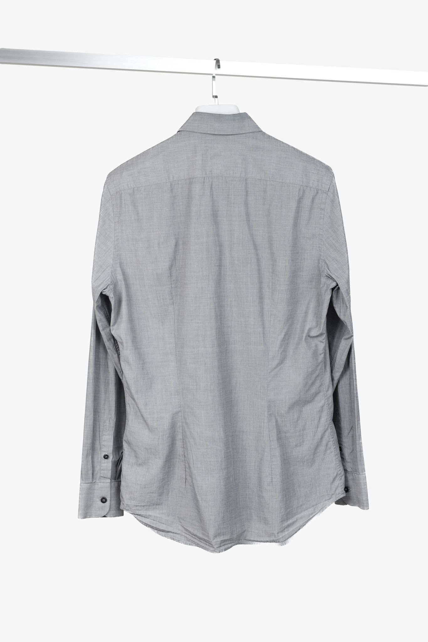 Prada Prada Grey Crosshatched Cotton Button-Up Shirt Size US L / EU 52-54 / 3 - 2 Thumbnail