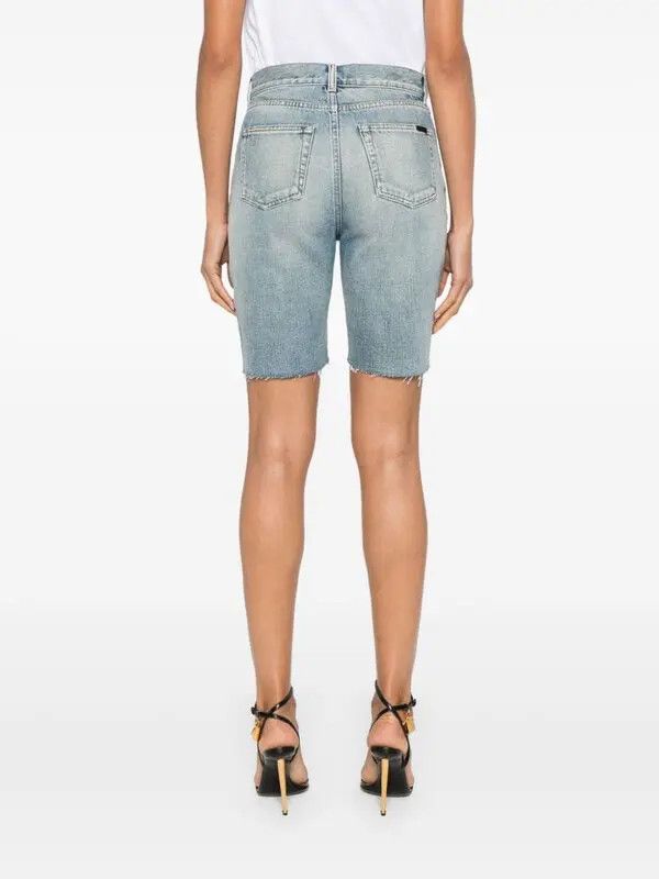Saint Laurent Paris o1y0126 Denim Short in Blue Size 25" / US 0 / IT 36 - 3 Thumbnail