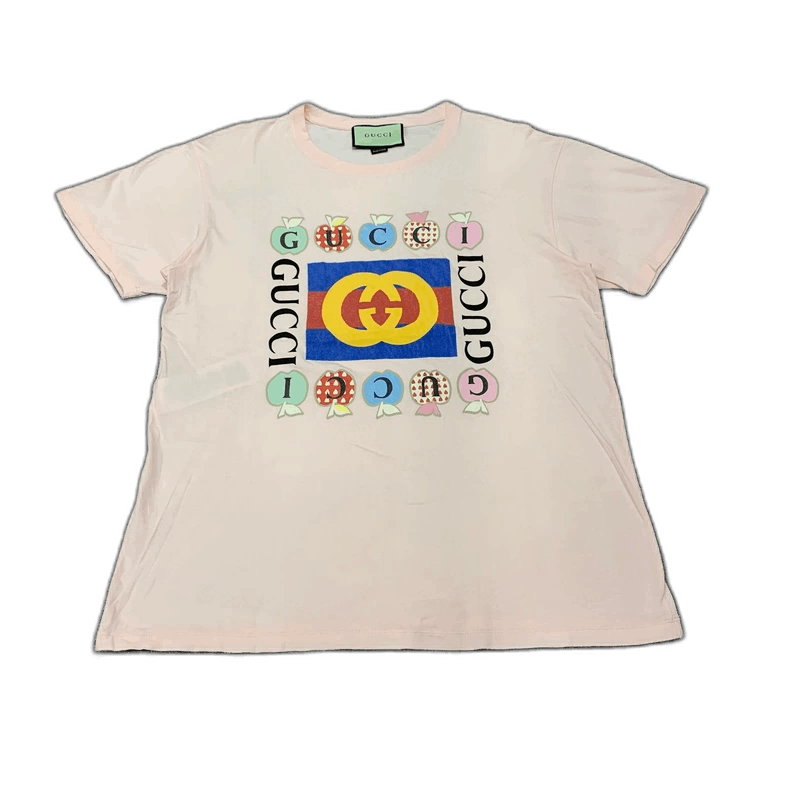 Gucci Gucci Pink Double G Apple Print Short Sleeve-yf Size US S / EU 44-46 / 1 - 1 Thumbnail