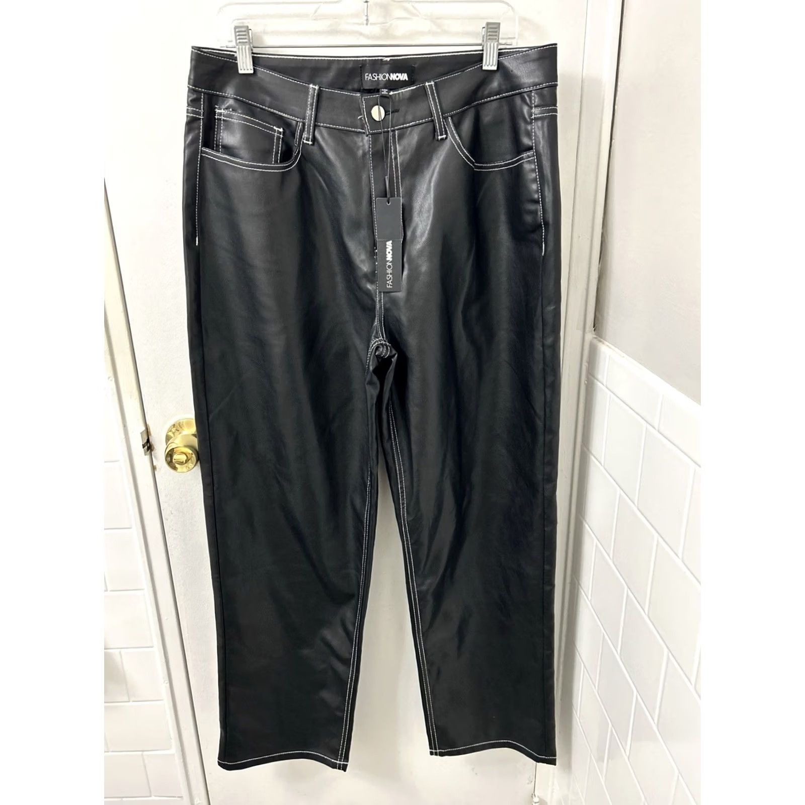 Fashion Nova Fashion Nova Won't Follow The Rules Faux Leather Pants Womens XL Black NWT Fashion Nova Brand Pants Size 40" / US 18 - 2 Thumbnail