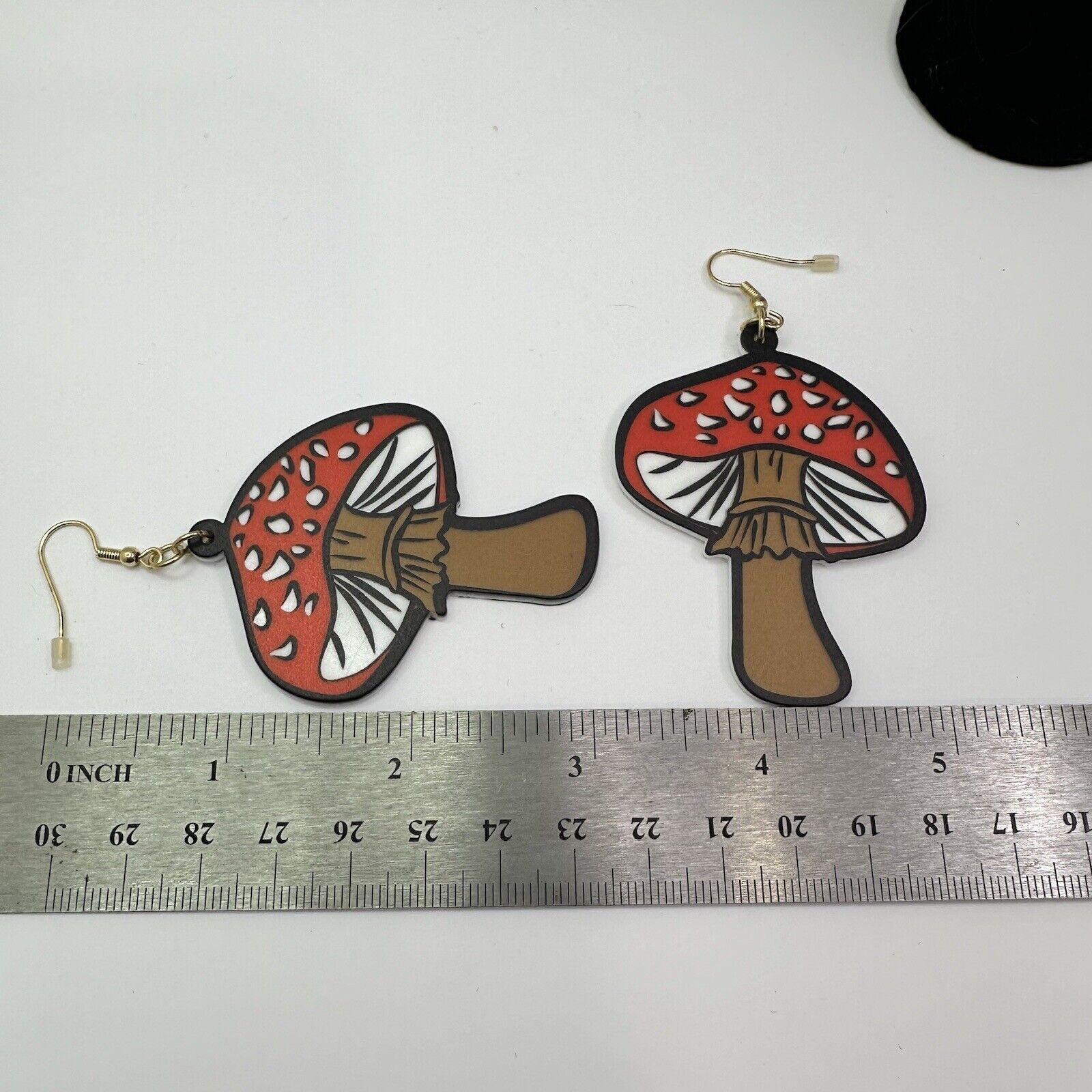 Other Amanita Mushroom Dangle Earrings Hook Red White Brown NEW Size ONE SIZE - 2 Thumbnail