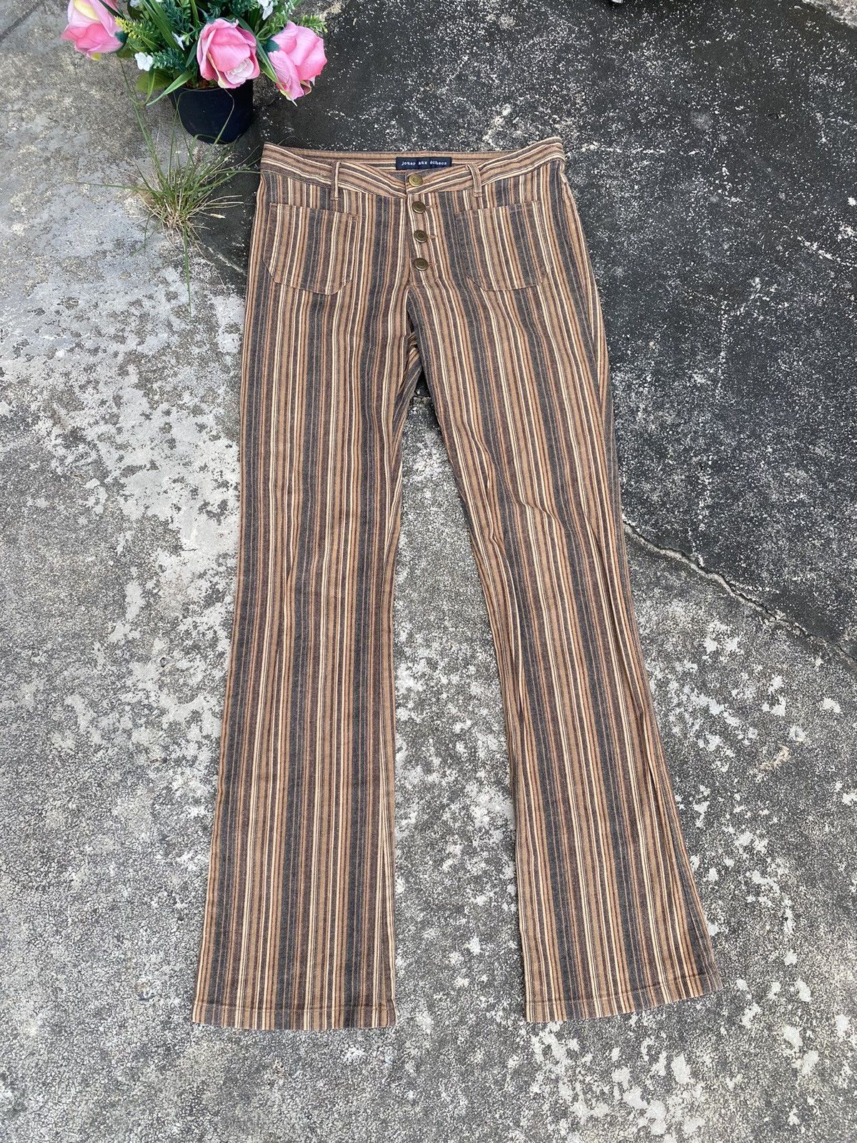 If Six Was Nine Flare Jouer Aux Echess Stripe Jeans Pants Size 28" / US 6 / IT 42 - 2 Thumbnail