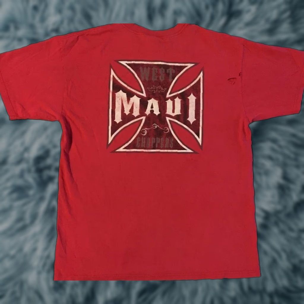 Vintage VINTAGE West Coast Choppers Faded Distressed Maui Shirt M Red 90s Biker Harley Grunge Hawaii Japan/USA? Size US M / EU 48-50 / 2 - 1 Thumbnail