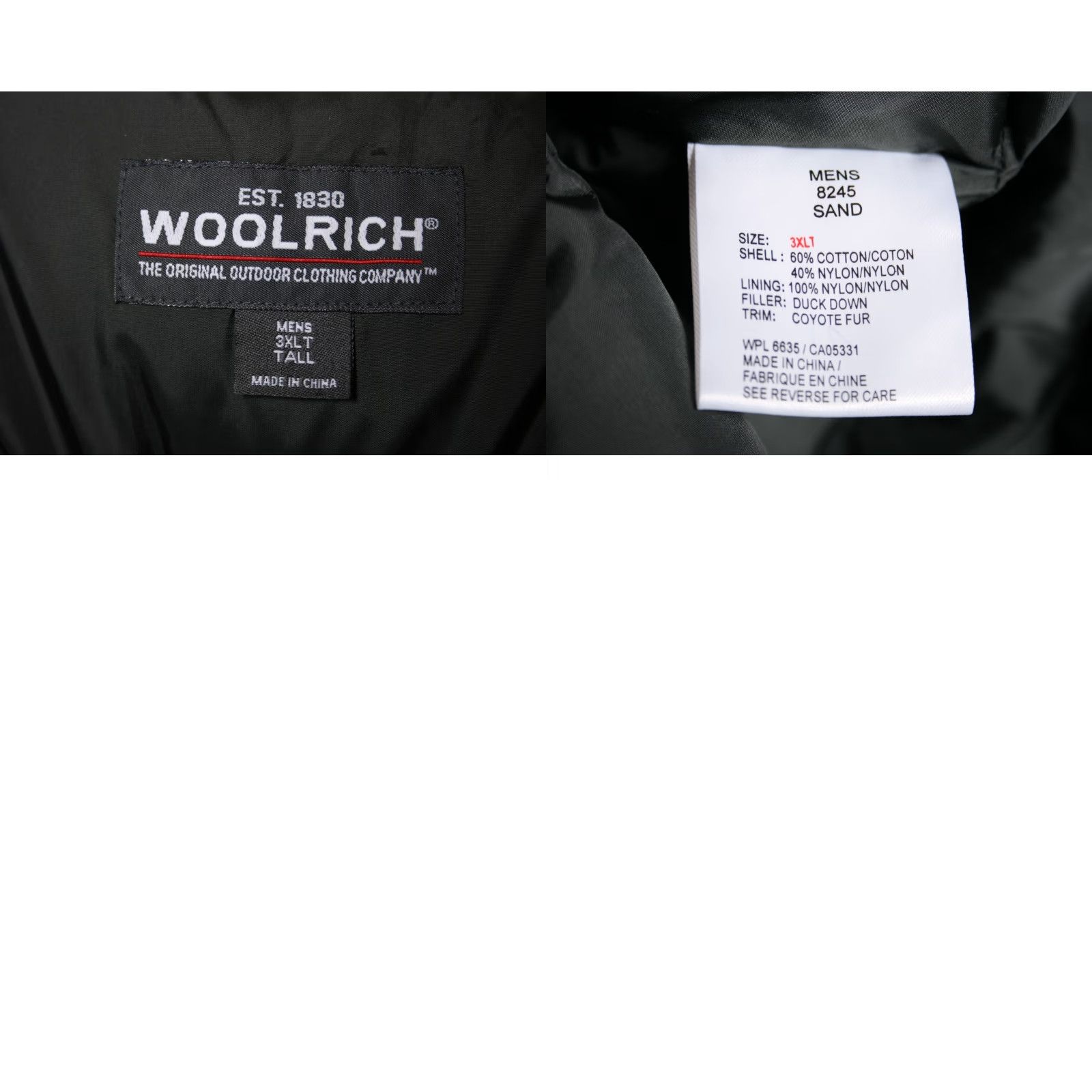 Vintage Woolrich Jacket 3XLT Bomber Hooded Coyote Fur Trim Winter 60/40 Cotton Nylon 60/40 Down Tan Mens Large & Tall Size US XXL / EU 58 / 5 - 10 Thumbnail