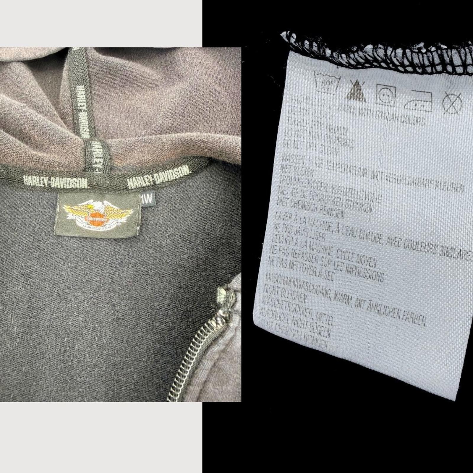 Harley Davidson Vintage Harley Davidson Hoodie Full Zip Black XXL- Y2K Size ONE SIZE - 5 Thumbnail