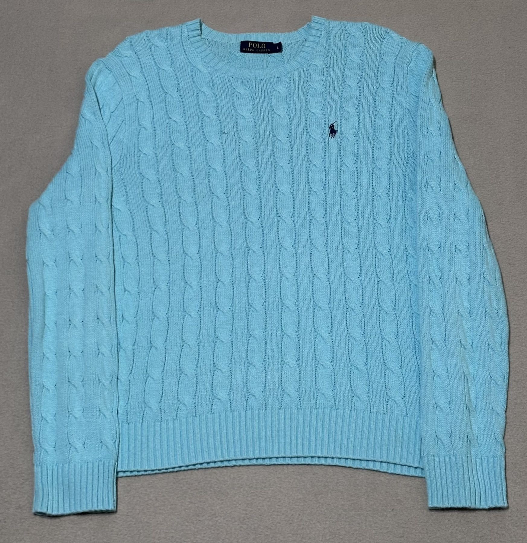 Polo Ralph Lauren Polo Ralph Lauren Cable Knit Baby Blue Sweater Large Size L / US 10 / IT 46 - 3 Thumbnail