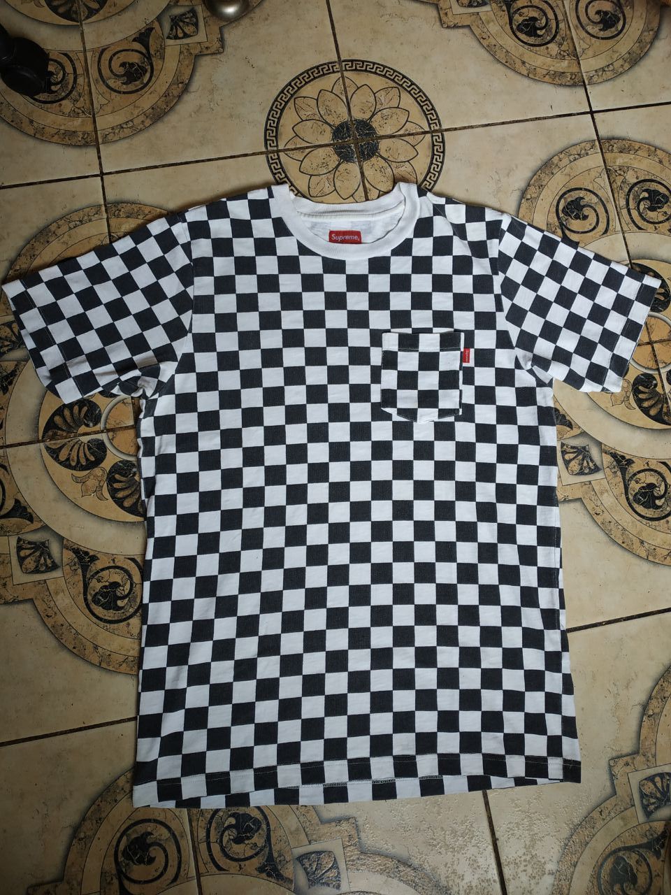Supreme Supreme Checkerboard Pocket Tee Black/White Small Box Logo Size US M / EU 48-50 / 2 - 16 Thumbnail