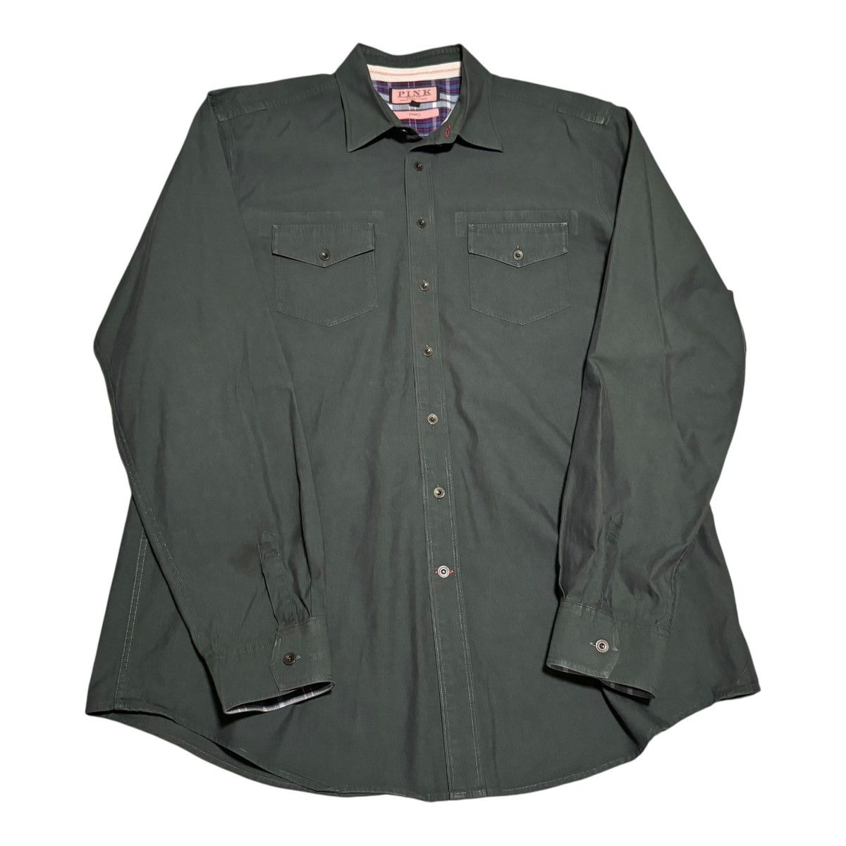 Thomas Pink Thomas Pink Casual Solid Green Button Down Shirt Men's Large Size US L / EU 52-54 / 3 - 1 Thumbnail