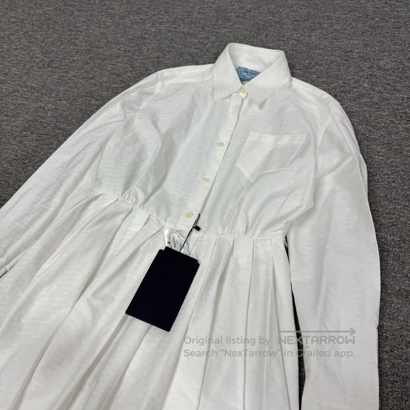 Prada Prada White Shirt Dress with Embossed Print. Size S / US 4 / IT 40 - 5 Thumbnail