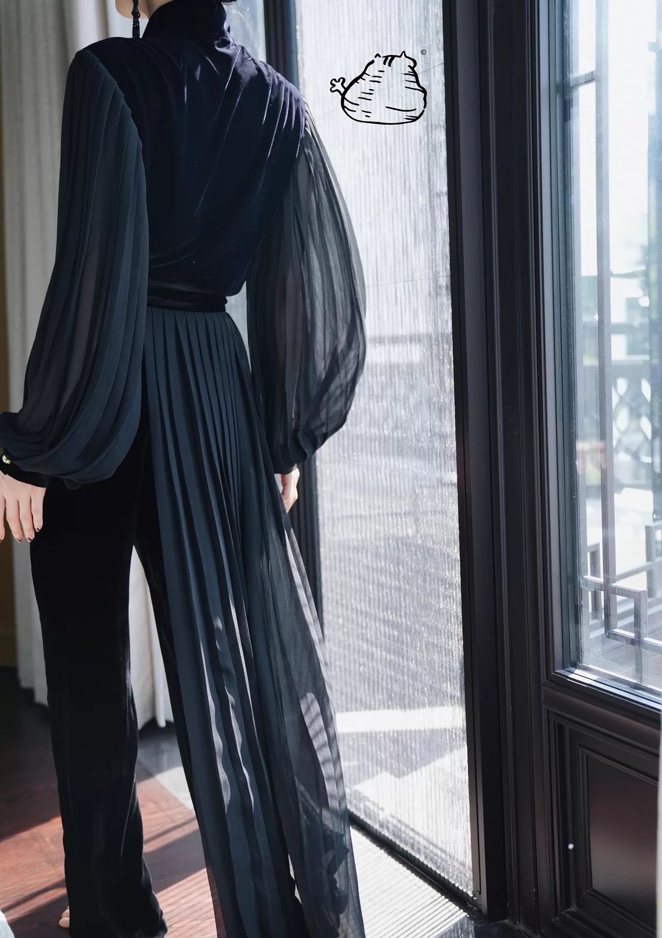 Other Jiangkou King Black Velvet Pleated Button-Front Shirt Size S / US 4 / IT 40 - 7 Thumbnail