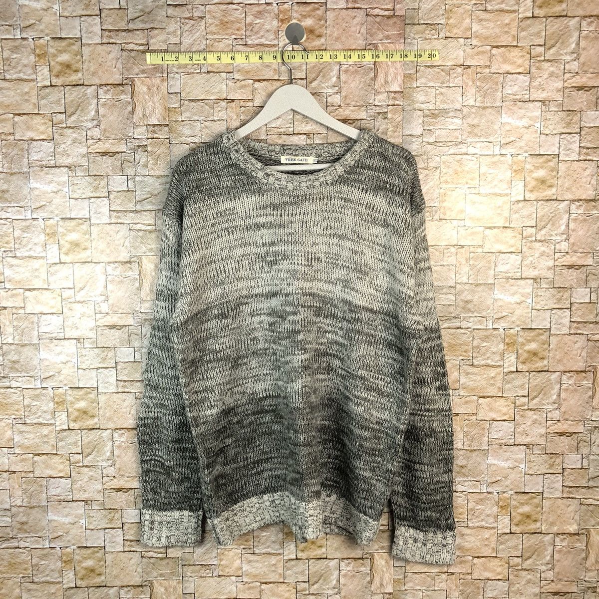 Homespun Knitwear × Japanese Brand Free Gate Grey stripe Knitwear #A1196 Size US XL / EU 56 / 4 - 1 Thumbnail