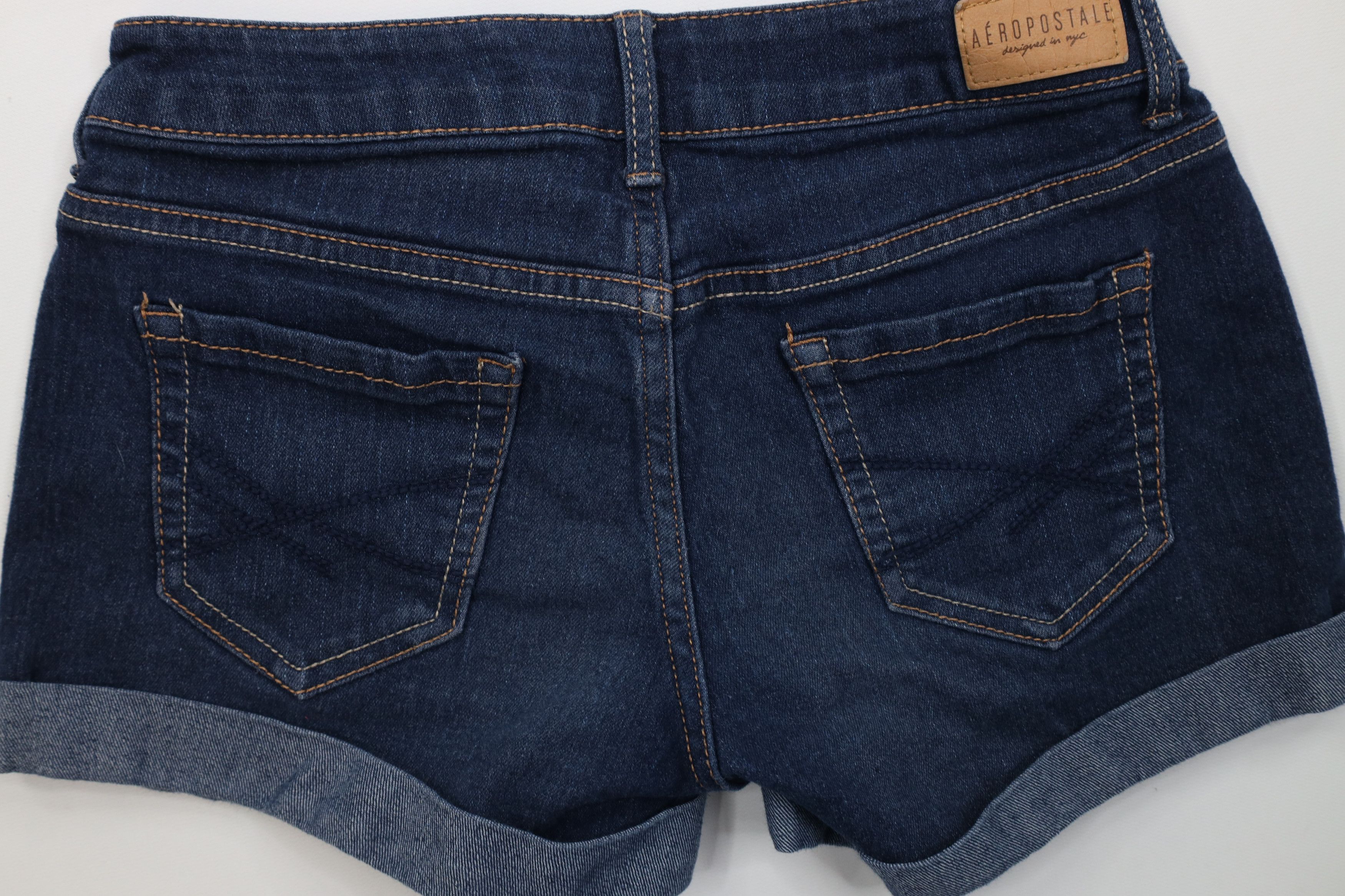 Aeropostale Vintage Y2K Aeropostale Mini Micro Cuffed Denim Shorts Blue Size 24" / US 00 / IT 34 - 12 Thumbnail
