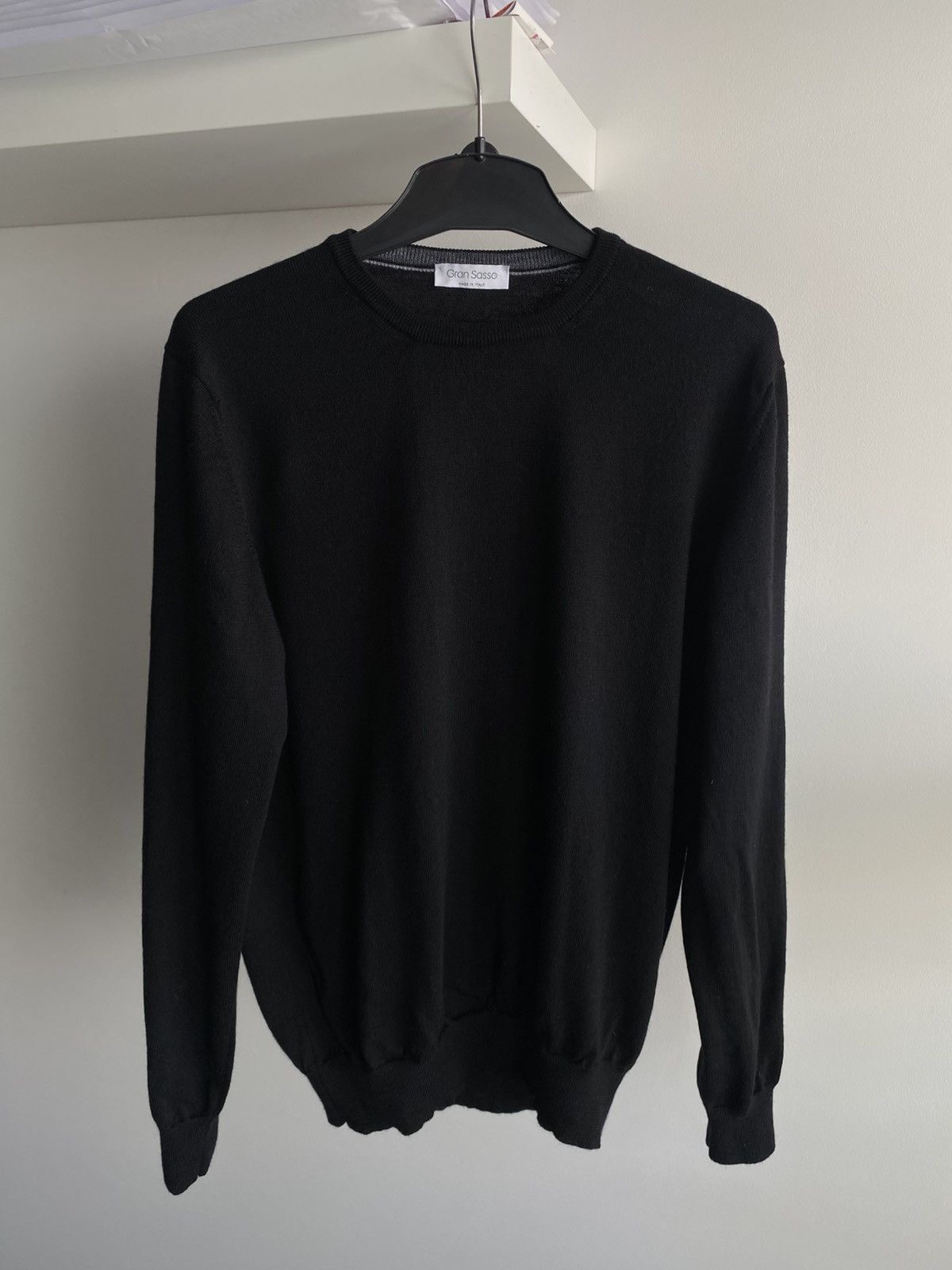 Gran Sasso Gran Sasso Virgin Wool Black Knit Sweater luxury designer Size US L / EU 52-54 / 3 - 6 Thumbnail