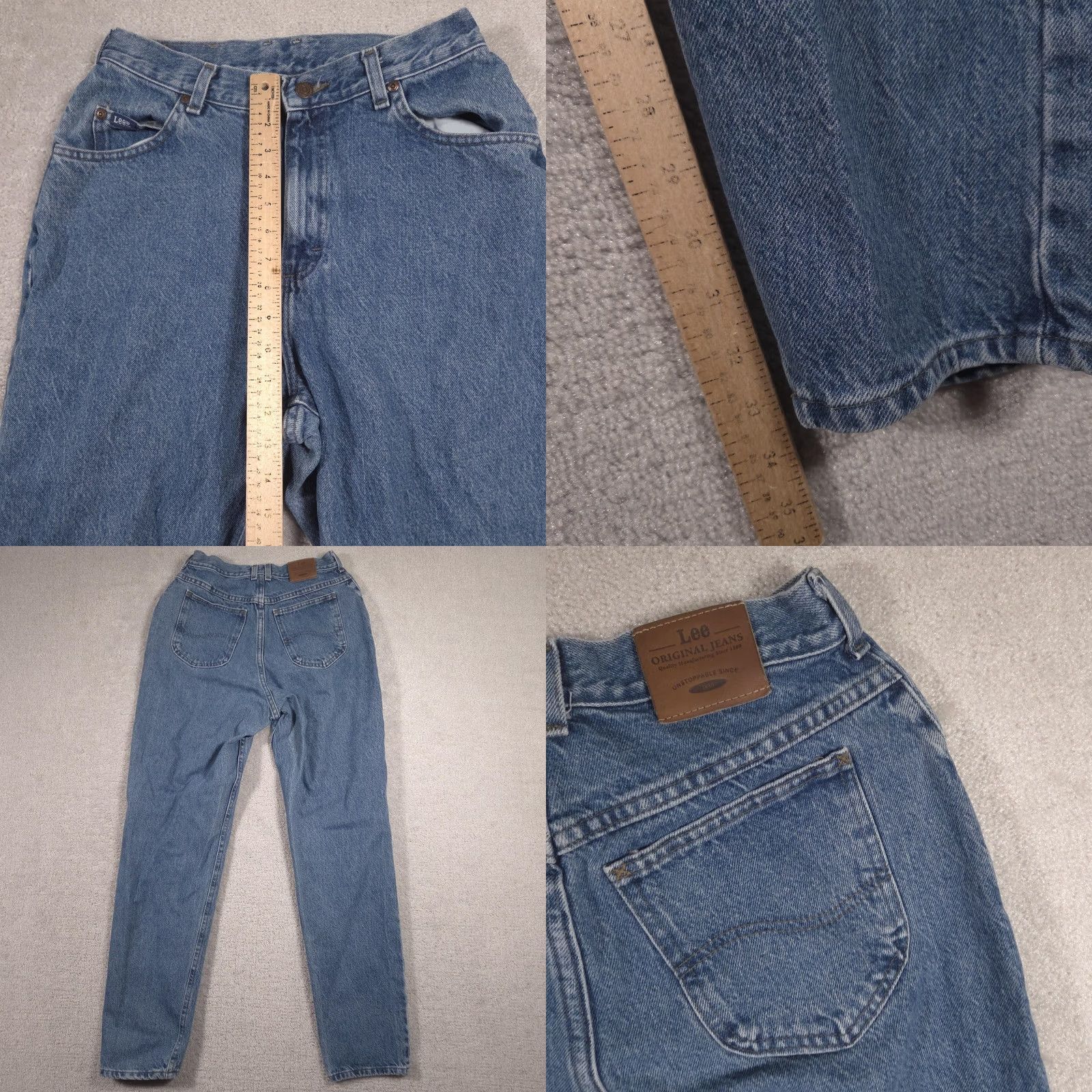 Lee VINTAGE Lee Jeans Womens 12 Blue High Rise Relaxed Tapered 100% Cotton Denim 90s Jeans Womens Mens Ladies? Size 34" / US 12 / IT 48 - 8 Thumbnail
