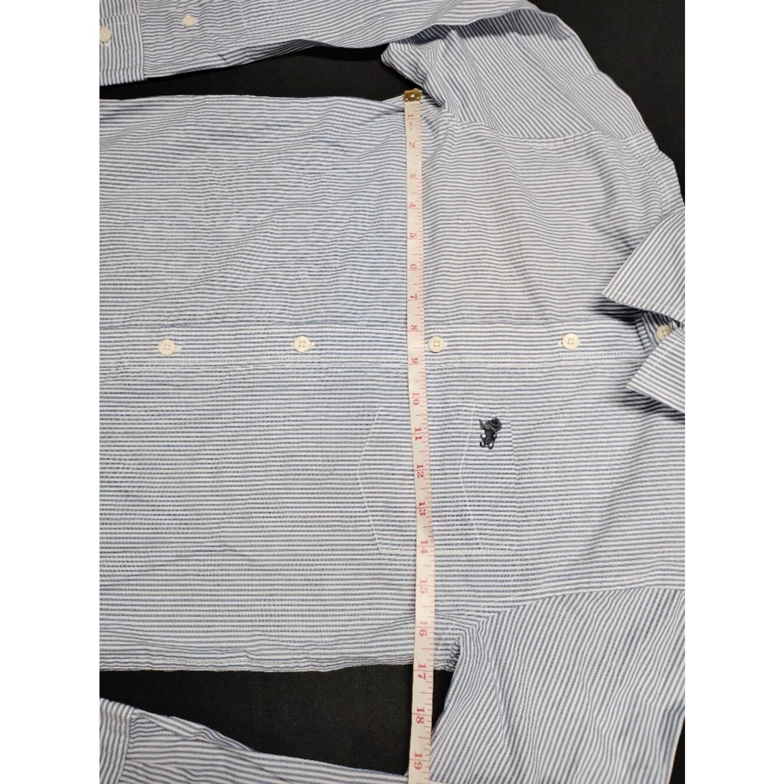Old Navy Old Navy Boys Light Blue and White Pinstripe Button-Up Shirt Size L / US 10 / IT 46 - 5 Thumbnail