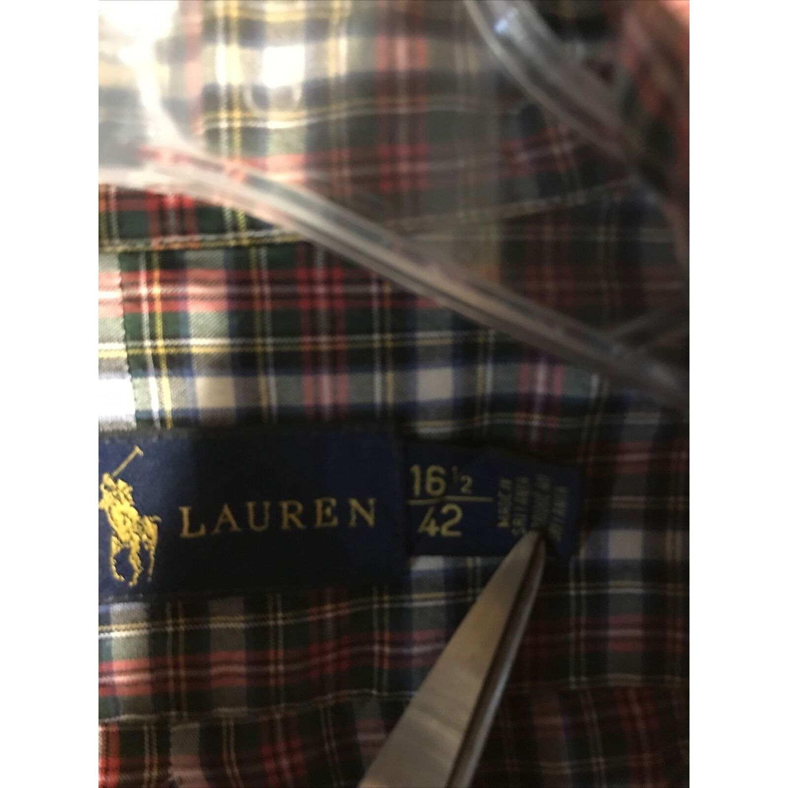 Ralph Lauren Ralph Lauren Men’s 16.5 42 Red Green Check LS Cotton Shirt Size US L / EU 52-54 / 3 - 3 Thumbnail
