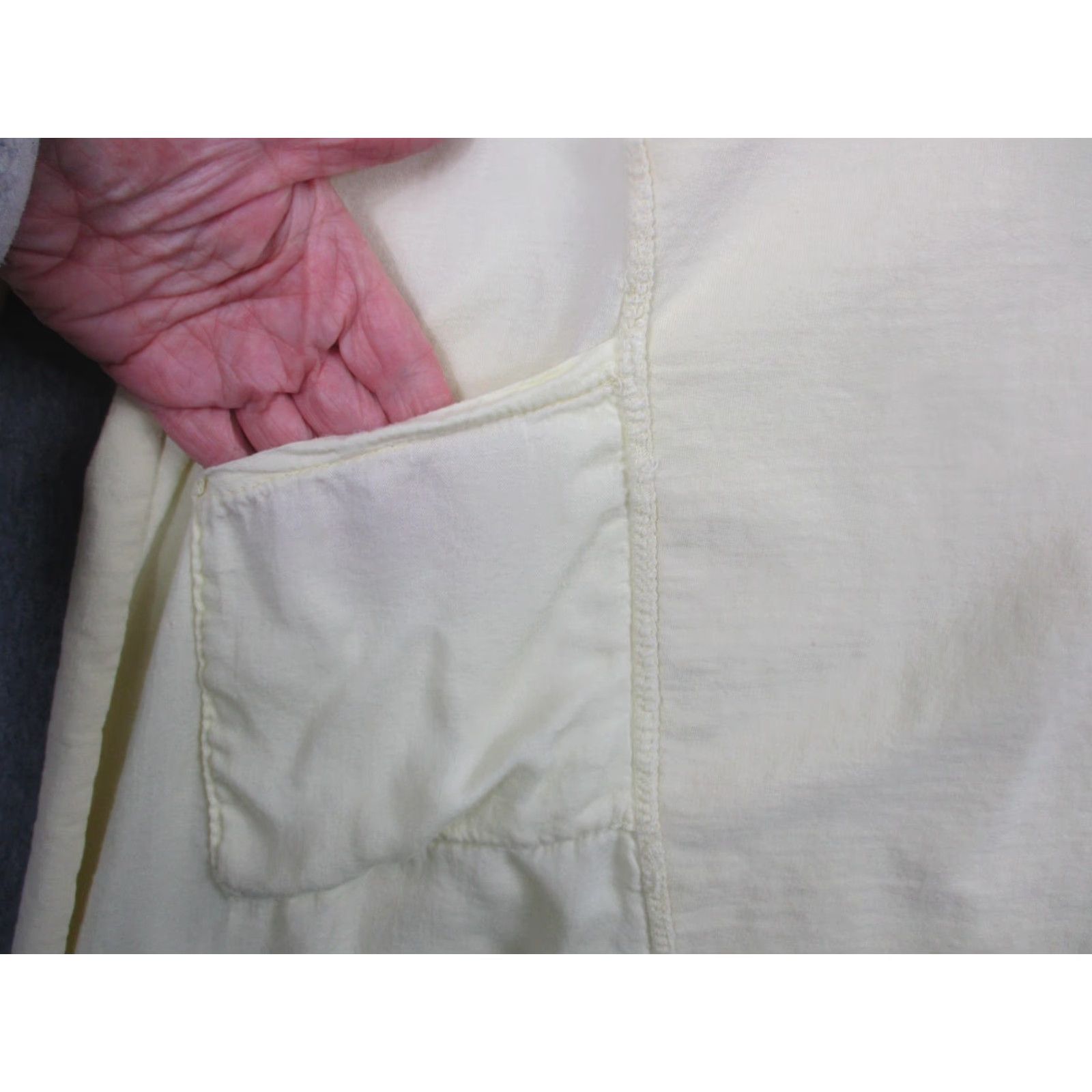 AMOMENTO Vintage Moment Womens Tunic Shirt L White 100% Cotton Pockets Italy Size L / US 10 / IT 46 - 2 Thumbnail