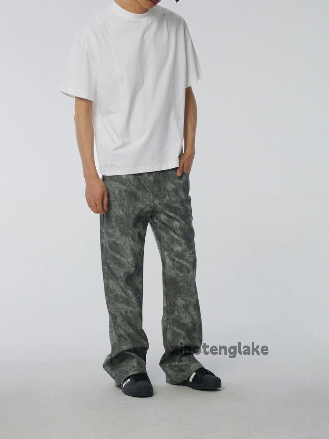 Designer × Japanese Brand × Vintage washed faded skate pattern camo tie dye flared pants Size US 30 / EU 46 - 4 Thumbnail