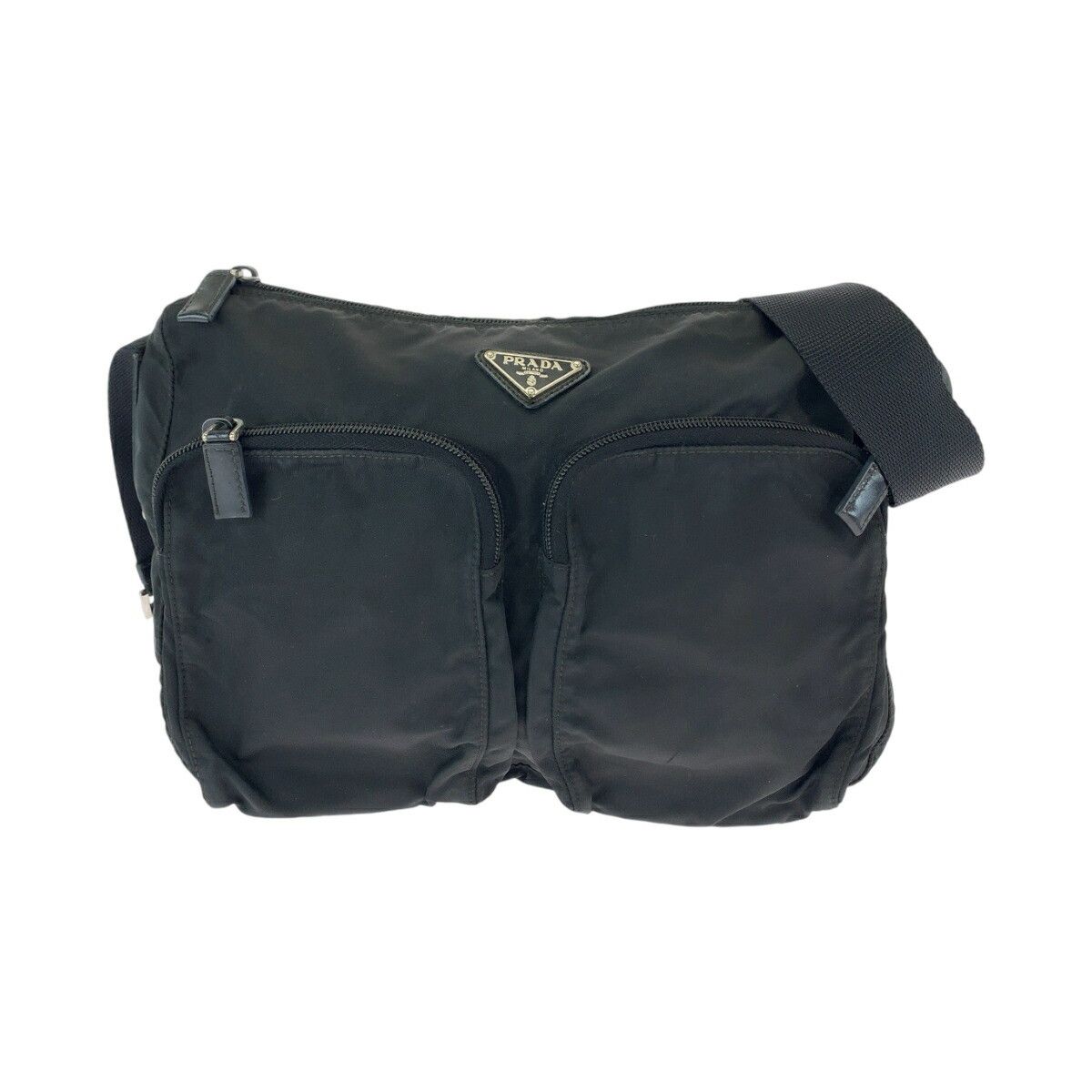 Prada Prada Prada Nylon Tessuto Logo Plate Messenger Bag Canvas Crossbody Bag 408388 in Very Good Condition Size ONE SIZE - 1 Thumbnail