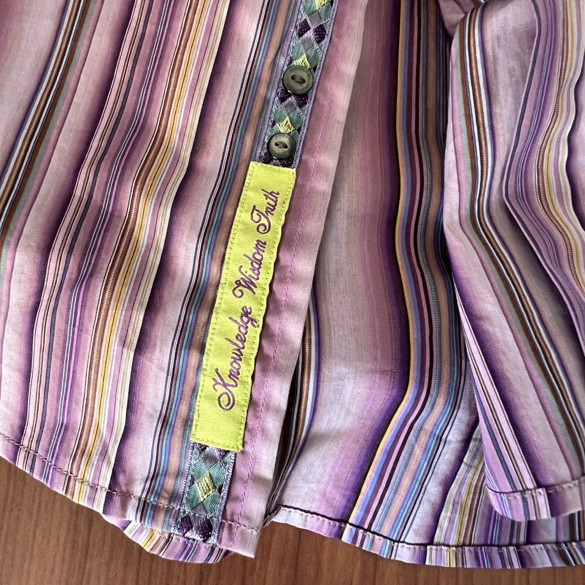 Robert Graham Robert Graham Bold Stripe Shirt M Purple Contrast Cuffs Size US M / EU 48-50 / 2 - 12 Thumbnail