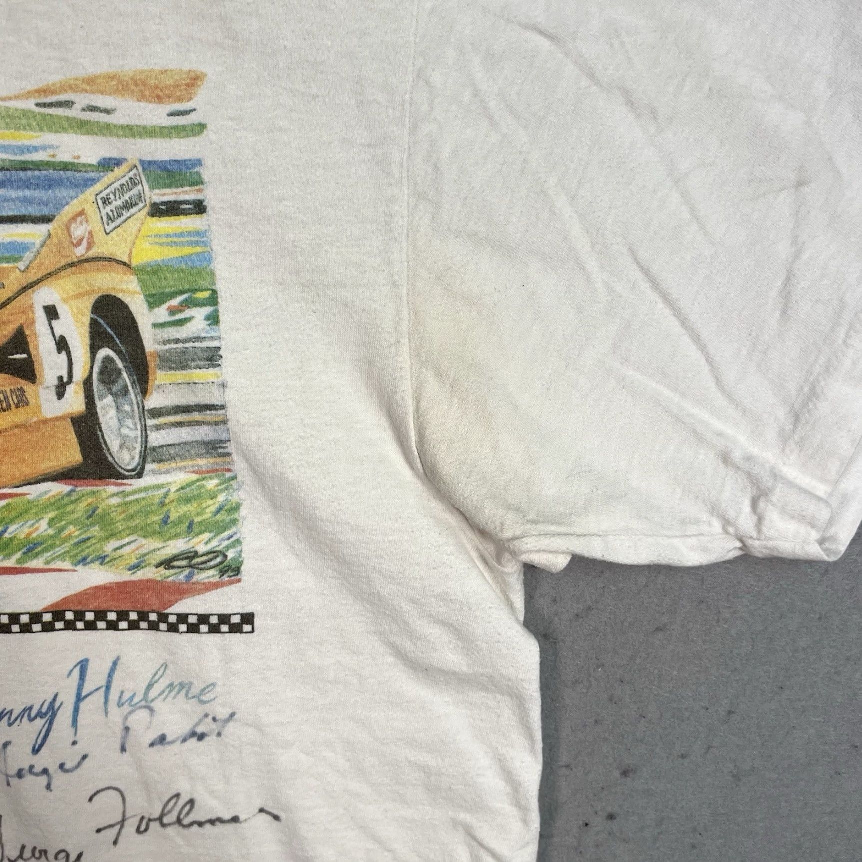 Vintage VINTAGE McLAREN M20 Denny Hulme Historic Racing T Shirt Adult XL White Mens Size US XL / EU 56 / 4 - 6 Thumbnail