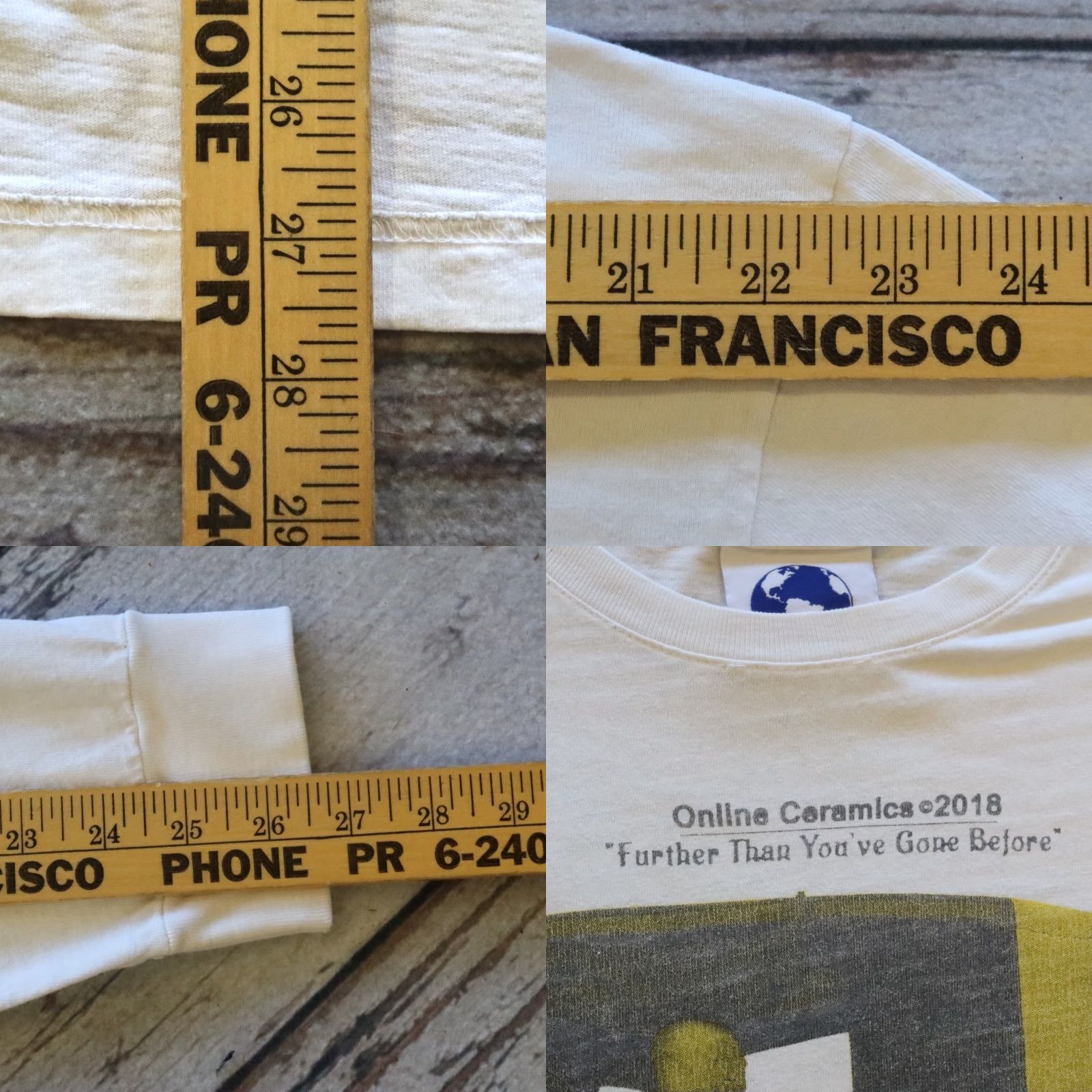 Online Ceramics Online Ceramics Longer Than You've Gone Before Long Sleeve Tee XL White Mens T-Shirt Size US XL / EU 56 / 4 - 9 Thumbnail