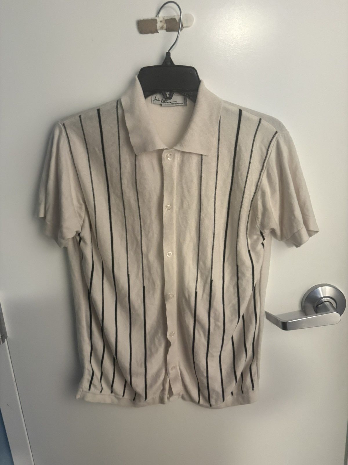 Other Andre Peter White Blue Striped Knit Button-Up Shirt Size S Size US S / EU 44-46 / 1 - 5 Thumbnail