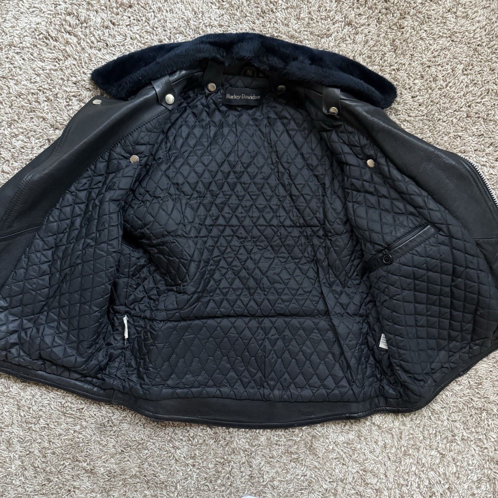 Harley Davidson Vintage Harley Davidson Black Leather Motorcycle Jacket Fur Size US M / EU 48-50 / 2 - 6 Thumbnail