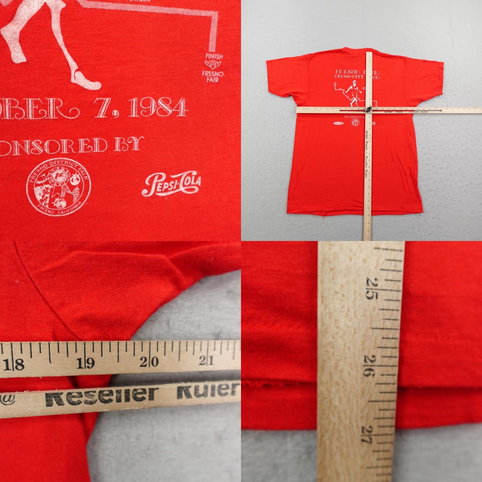 Hanes Vintage Big Fresno Fair Shirt Mens Large Red 1984 Single Stitch 80s Made In USA Size US L / EU 52-54 / 3 - 8 Thumbnail