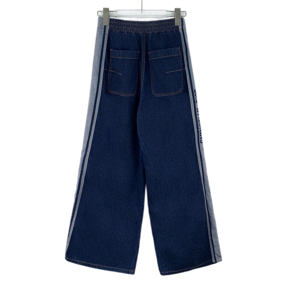 Dior Dior Dark Blue Side Logo Letter Denim Wide-leg Pants K26WX Size 24" / US 00 / IT 34 - 2 Thumbnail