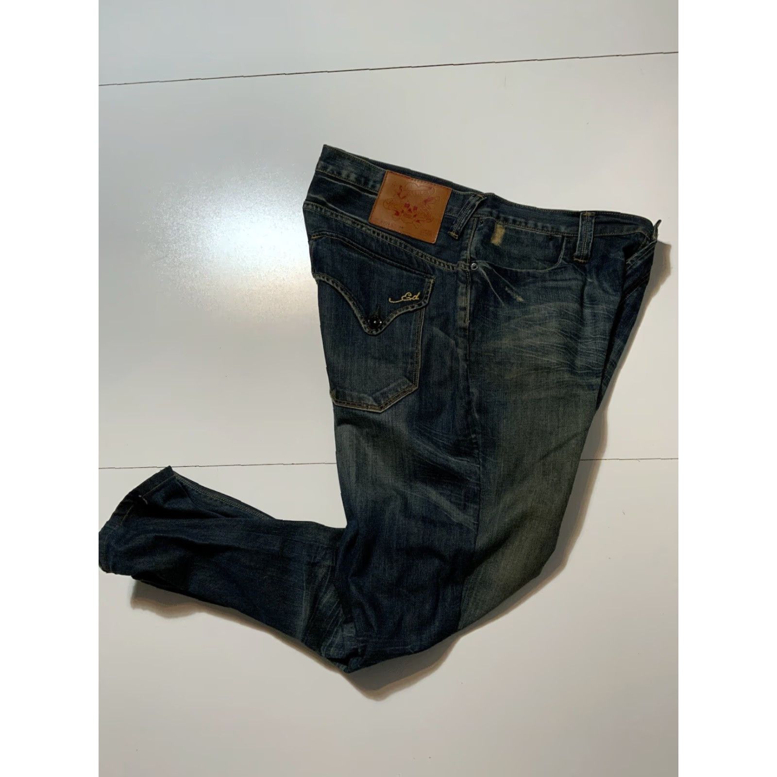Ed Hardy VINTAGE Y2K Ed Hardy Christian Audigier 2009 Button Fly Classic Baggy Denim Jeans Sz. 38 Mens Blue Straight Denim 30in Inseam Size US 38 / EU 54 - 2 Thumbnail