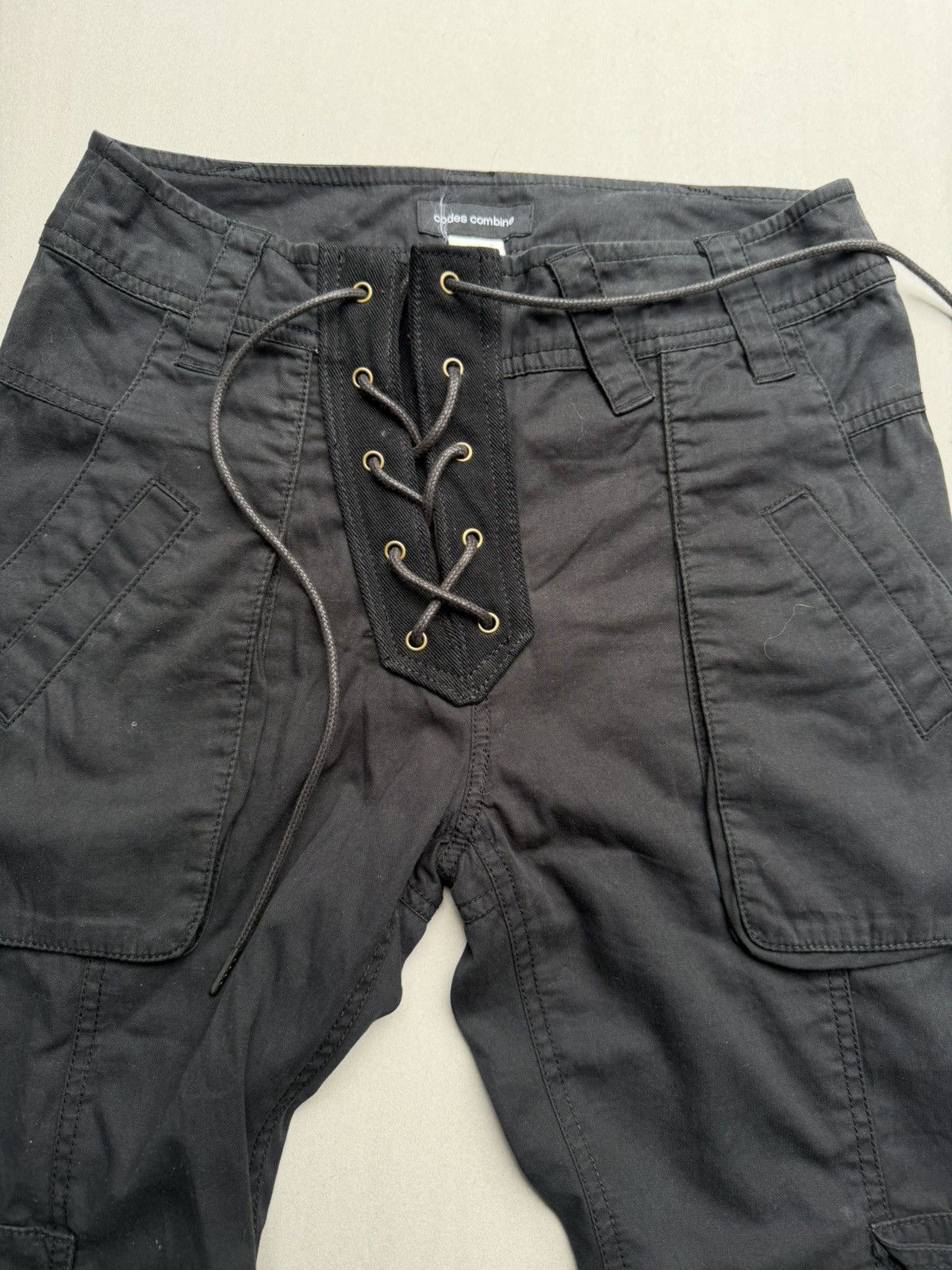 Japanese Brand Asymetricl lace-up flare cargo pants Size US 28 / EU 44 - 3 Thumbnail